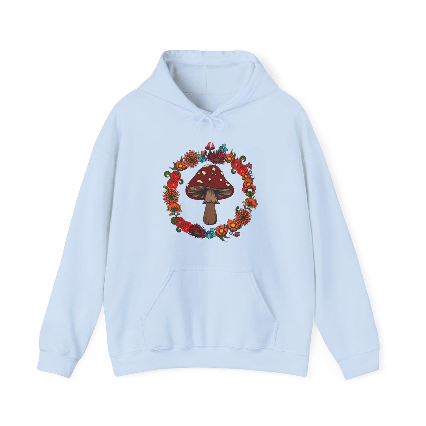 Hippie Floral Mushroom Hoodie, Boho 60s 70s Style sweatshirt top, Retro flower Power Festival Sweater Jumper
