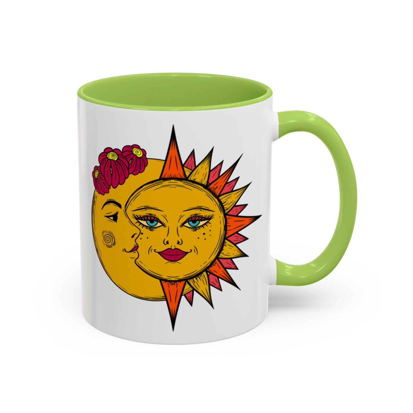 Sun and moon mug, celestial astrology coffee cup, whimsical gift teacup, bohemian ceramic mug