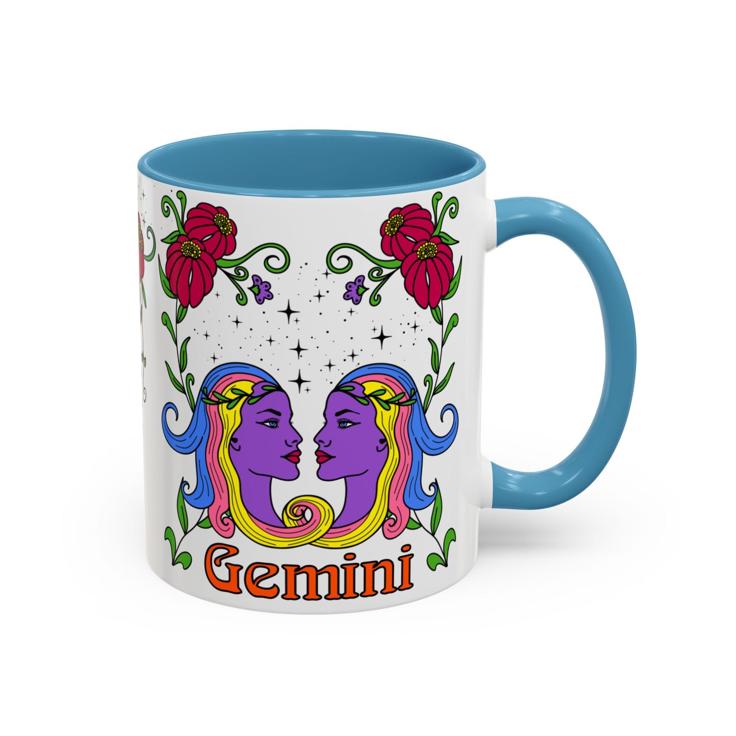 Gemini star sign mug, Twin zodiac astrology coffee cup, Horoscope birthday gift mug, Bold retro colourful Design ceramic mug