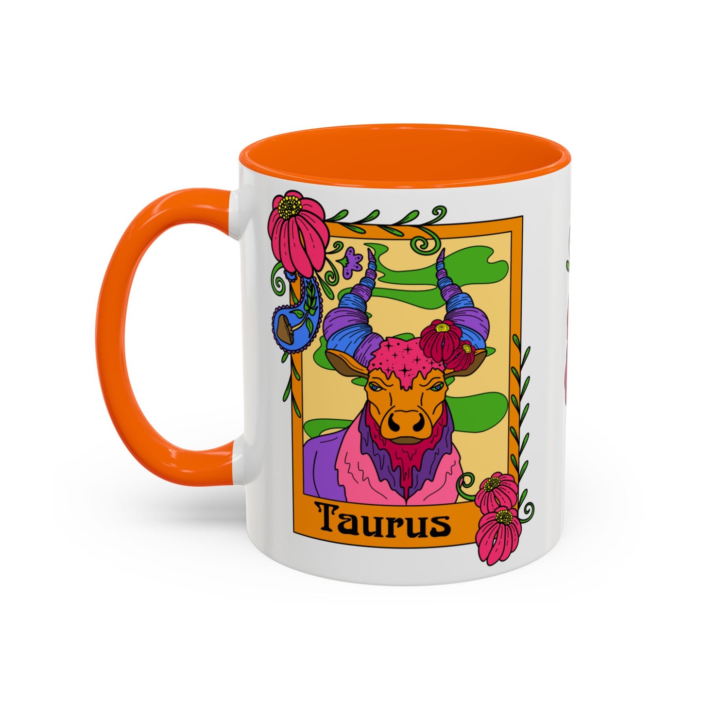 Taurus star sign mug, Bull zodiac astrology coffee cup, Horoscope birthday gift mug, Bold retro colourful Design ceramic mug