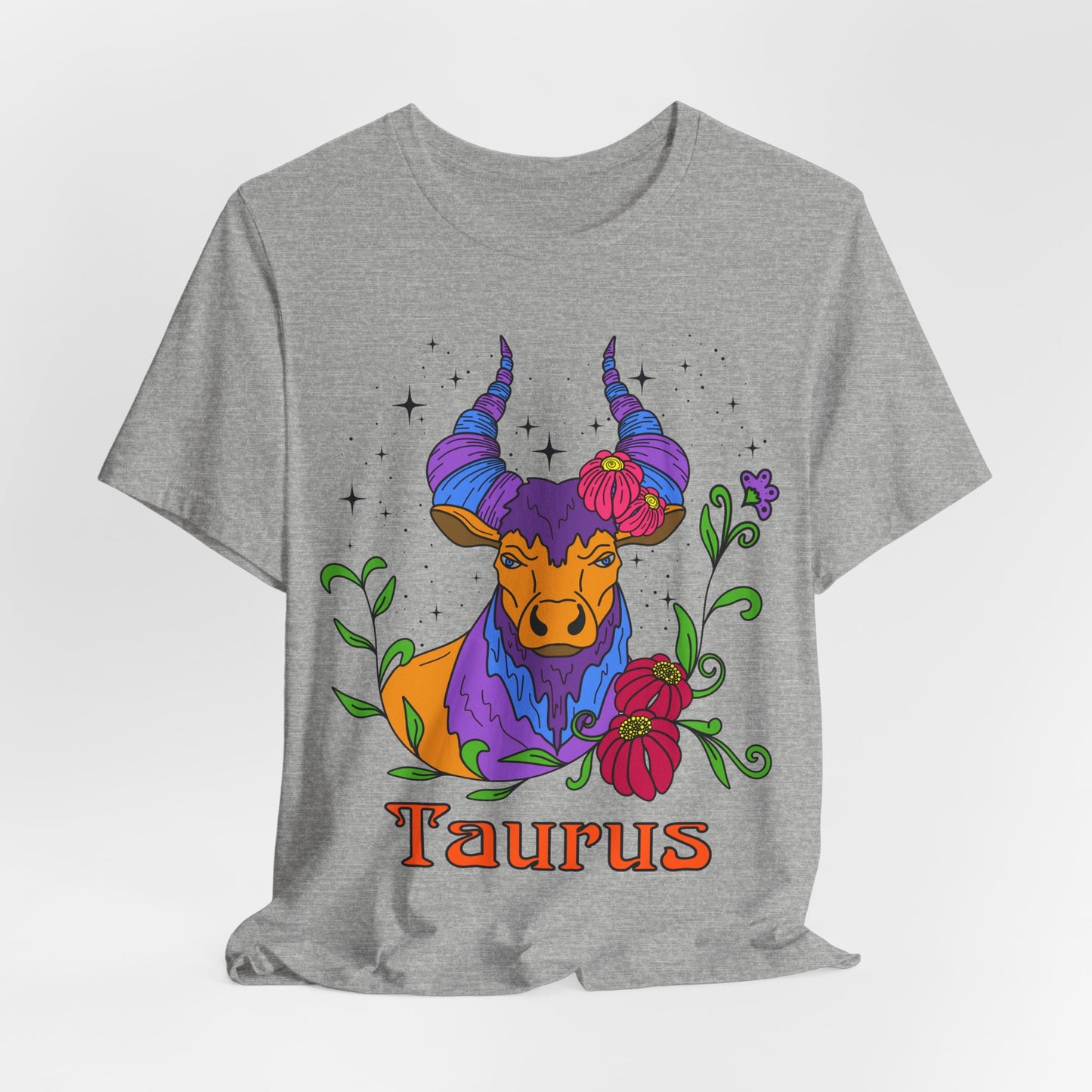 Taurus star sign T-Shirt, Bull zodiac astrology top, Horoscope birthday gift Tee, Bold retro colourful Design tshirt