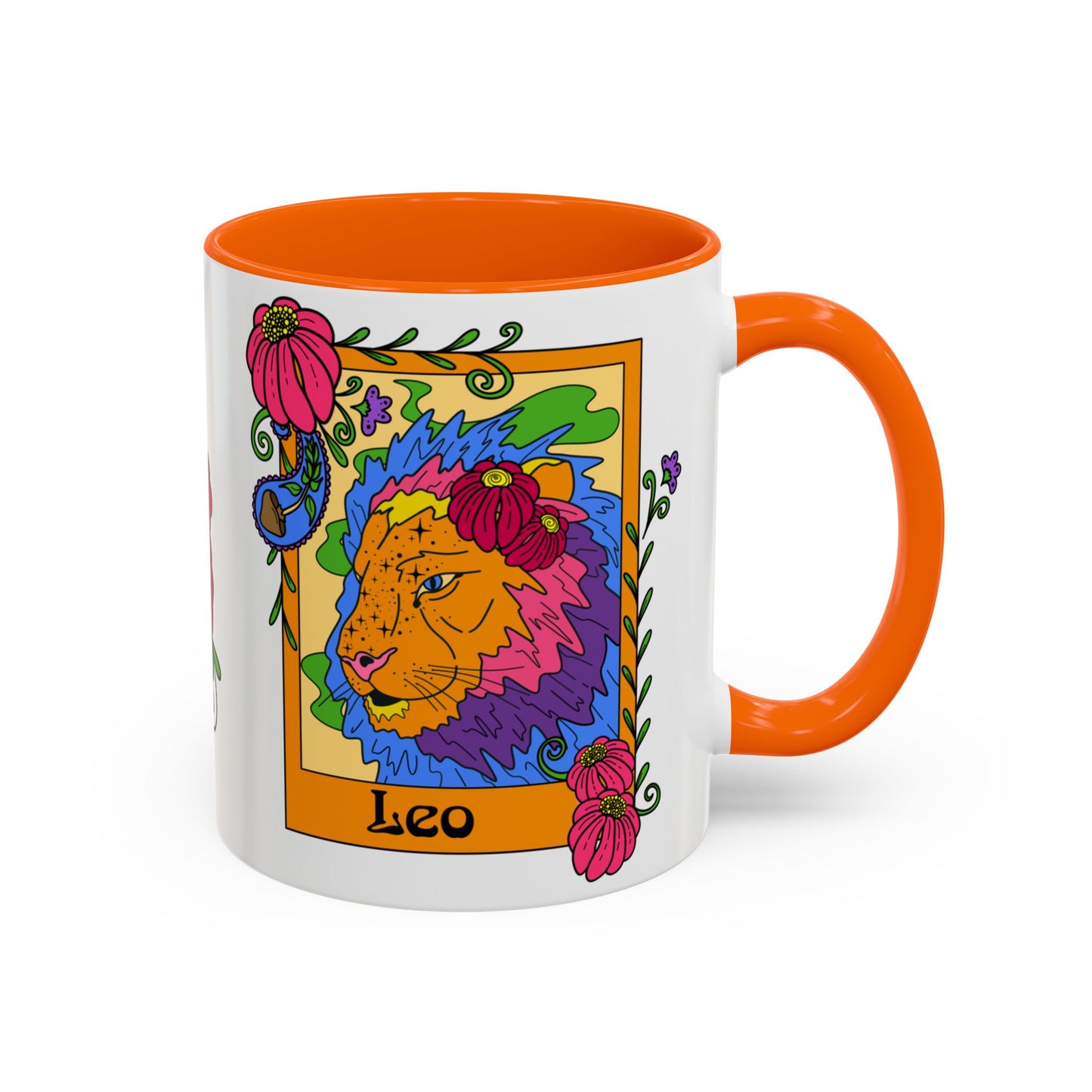 Leo star sign mug, Lion zodiac astrology coffee cup, Horoscope birthday gift mug, Bold retro colourful Design ceramic mug