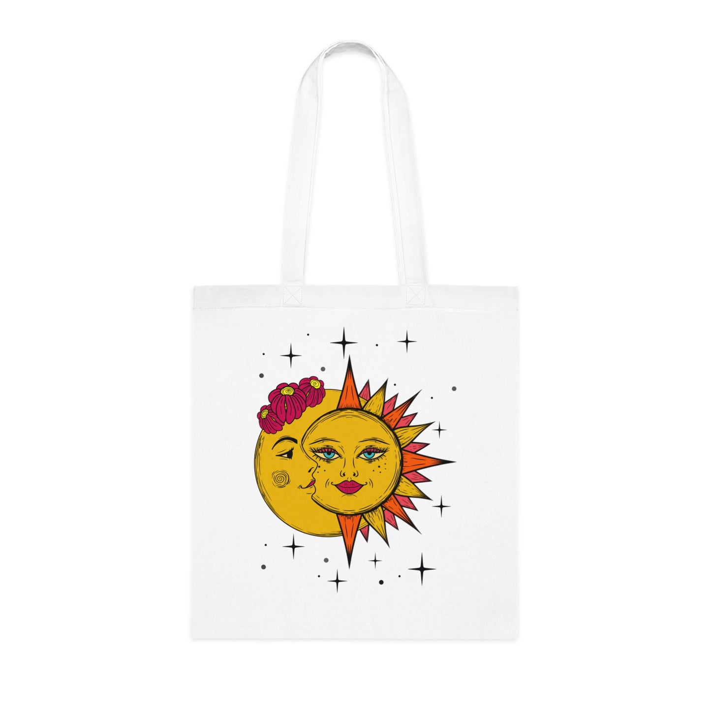 Sun and moon Tote bag, celestial astrology shopper, whimsical gift handbag, bohemian 100% cotton carrier bag
