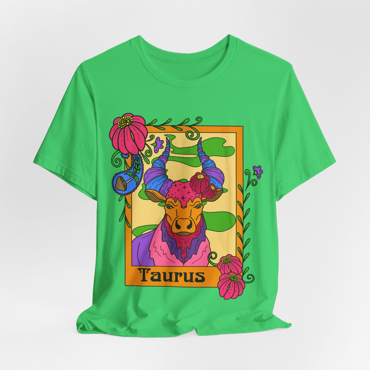 Taurus star sign T-Shirt, Bull zodiac astrology top, Horoscope birthday gift Tee, Bold retro colourful Design tshirt