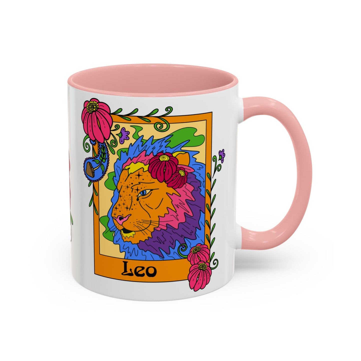 Leo star sign mug, Lion zodiac astrology coffee cup, Horoscope birthday gift mug, Bold retro colourful Design ceramic mug