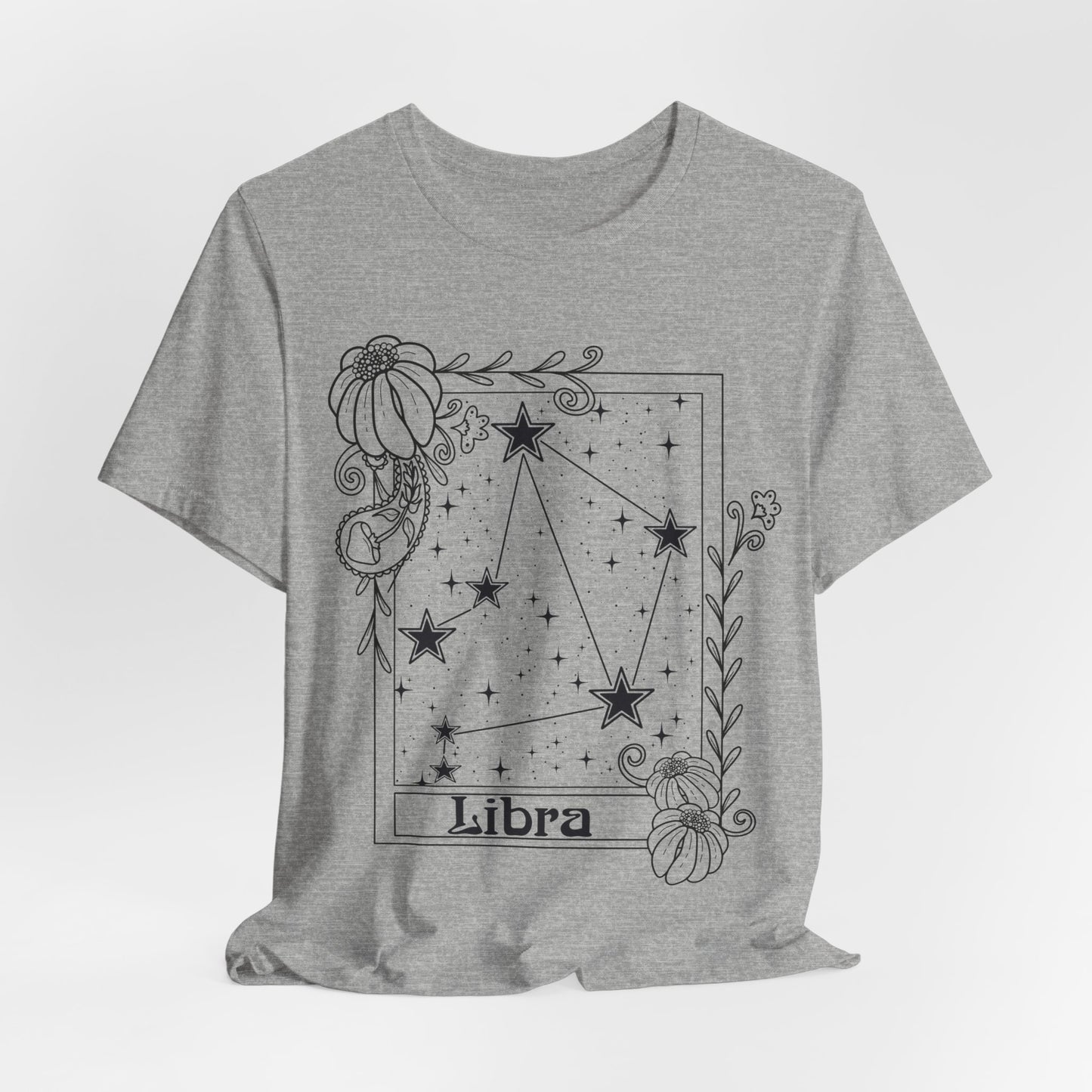 Libra Constellation T-Shirt, Zodiac astrology top, Horoscope birthday gift Tee, Star sign tarot card design tshirt
