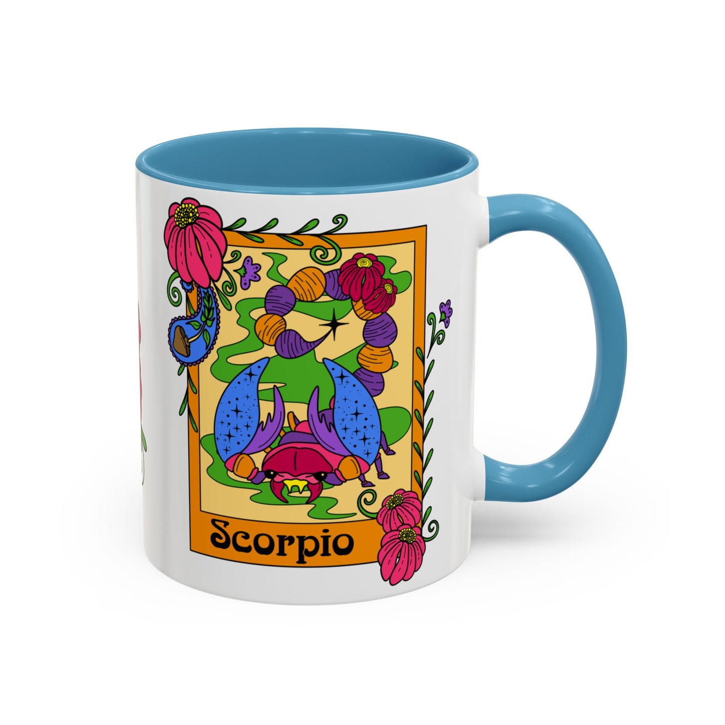 Scorpio star sign mug, Scorpion zodiac astrology coffee cup, Horoscope birthday gift mug, Bold retro colourful Design ceramic mug