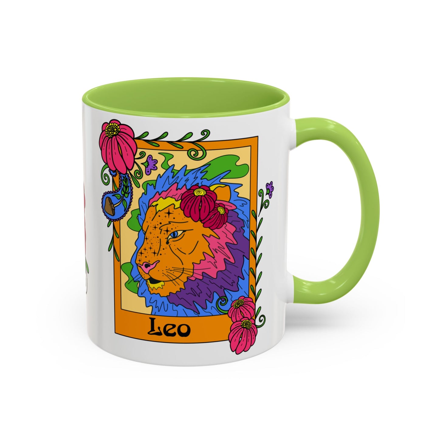 Leo star sign mug, Lion zodiac astrology coffee cup, Horoscope birthday gift mug, Bold retro colourful Design ceramic mug