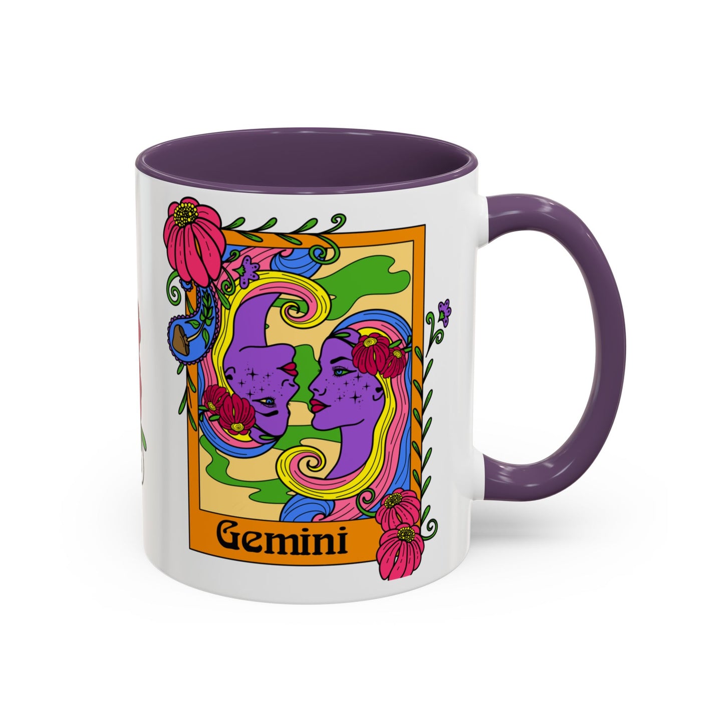Gemini star sign mug, Twin zodiac astrology coffee cup, Horoscope birthday gift mug, Bold retro colourful Design ceramic mug