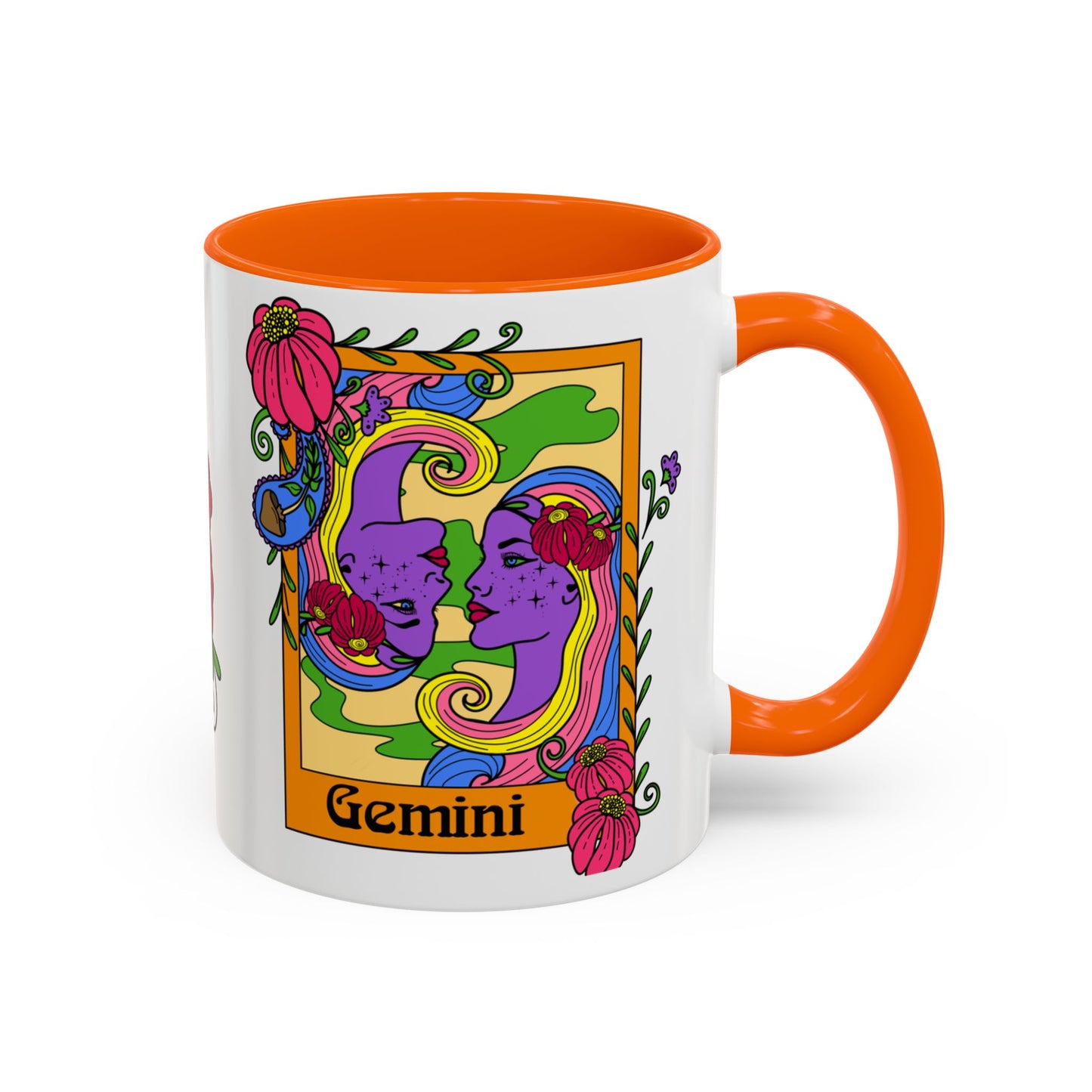 Gemini star sign mug, Twin zodiac astrology coffee cup, Horoscope birthday gift mug, Bold retro colourful Design ceramic mug