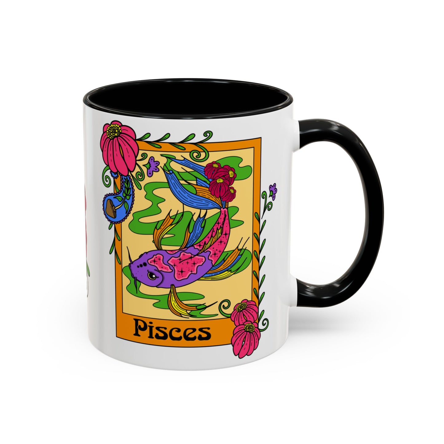 Pisces star sign mug, Fish zodiac astrology coffee cup, Horoscope birthday gift mug, Bold retro colourful Design ceramic mug