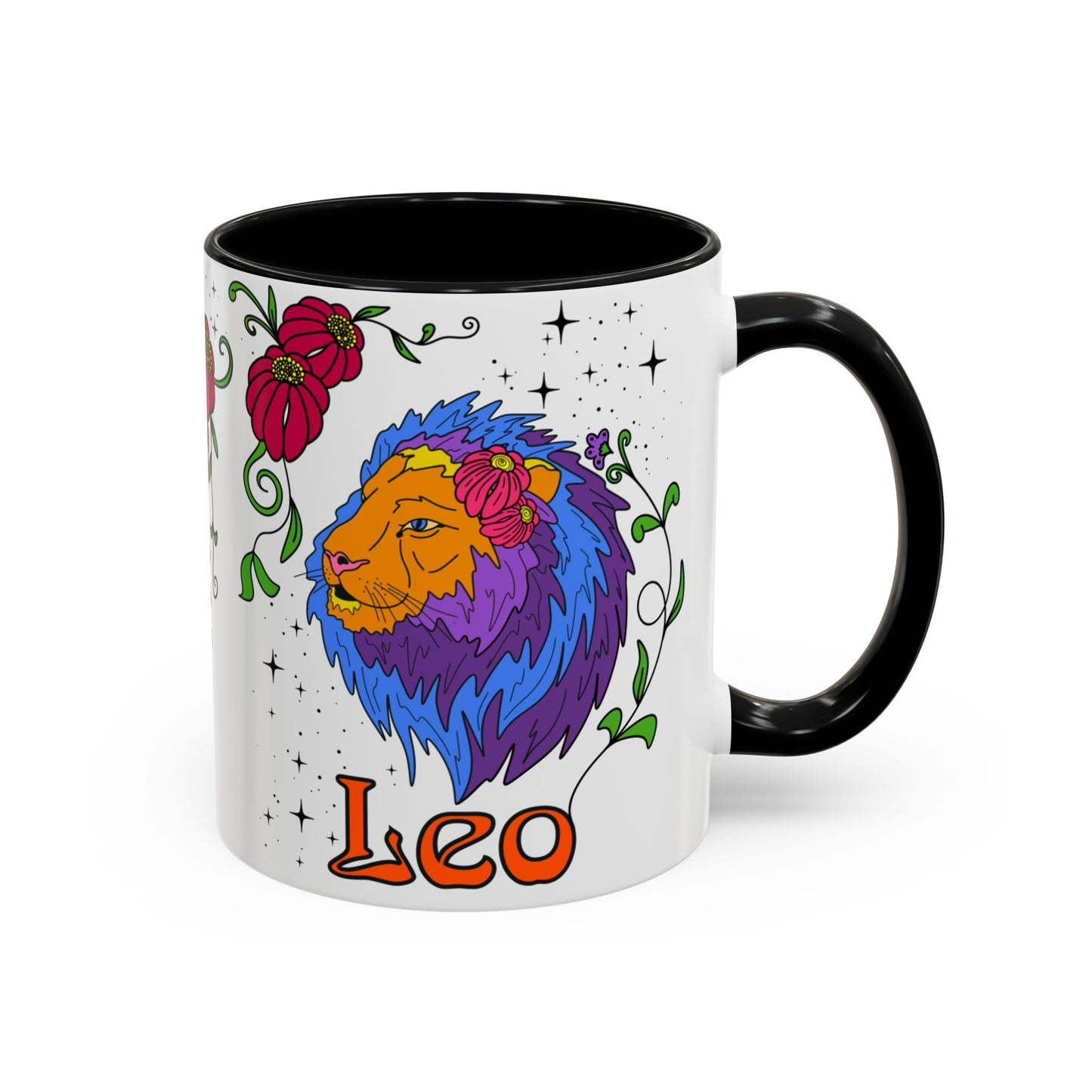 Leo star sign mug, Lion zodiac astrology coffee cup, Horoscope birthday gift mug, Bold retro colourful Design ceramic mug