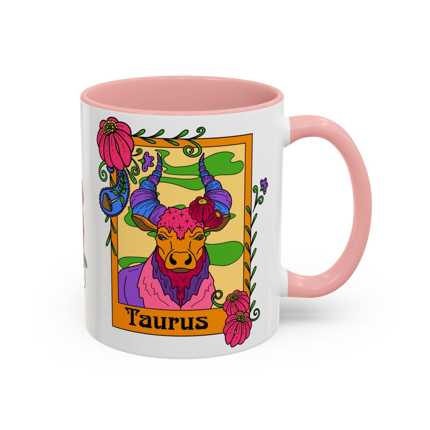 Taurus star sign mug, Bull zodiac astrology coffee cup, Horoscope birthday gift mug, Bold retro colourful Design ceramic mug