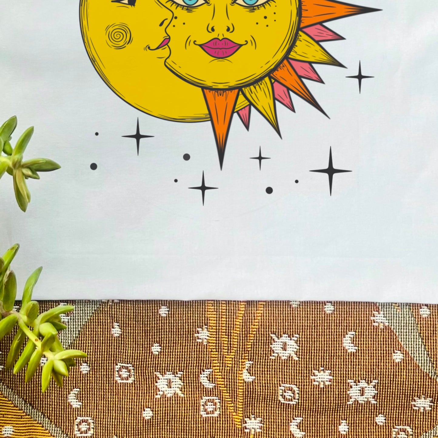 Sun and moon Tote bag, celestial astrology shopper, whimsical gift handbag, bohemian 100% cotton carrier bag