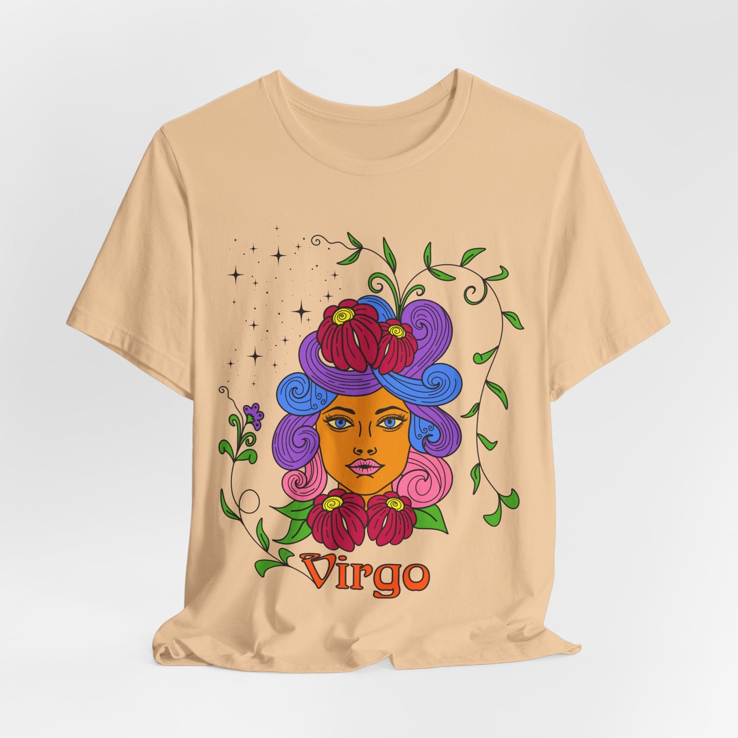 Virgo star sign T-Shirt, Maiden zodiac astrology top, Horoscope birthday gift Tee, Bold retro colourful Design tshirt