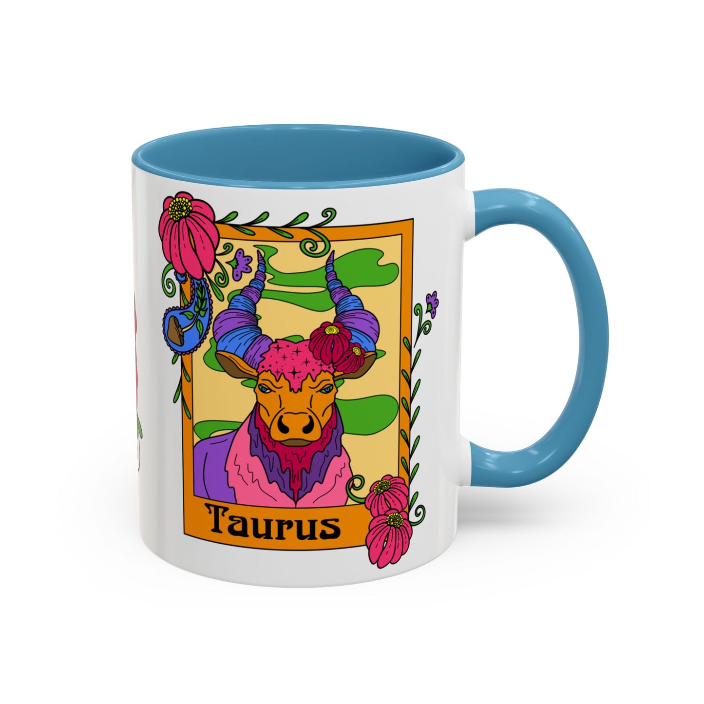 Taurus star sign mug, Bull zodiac astrology coffee cup, Horoscope birthday gift mug, Bold retro colourful Design ceramic mug