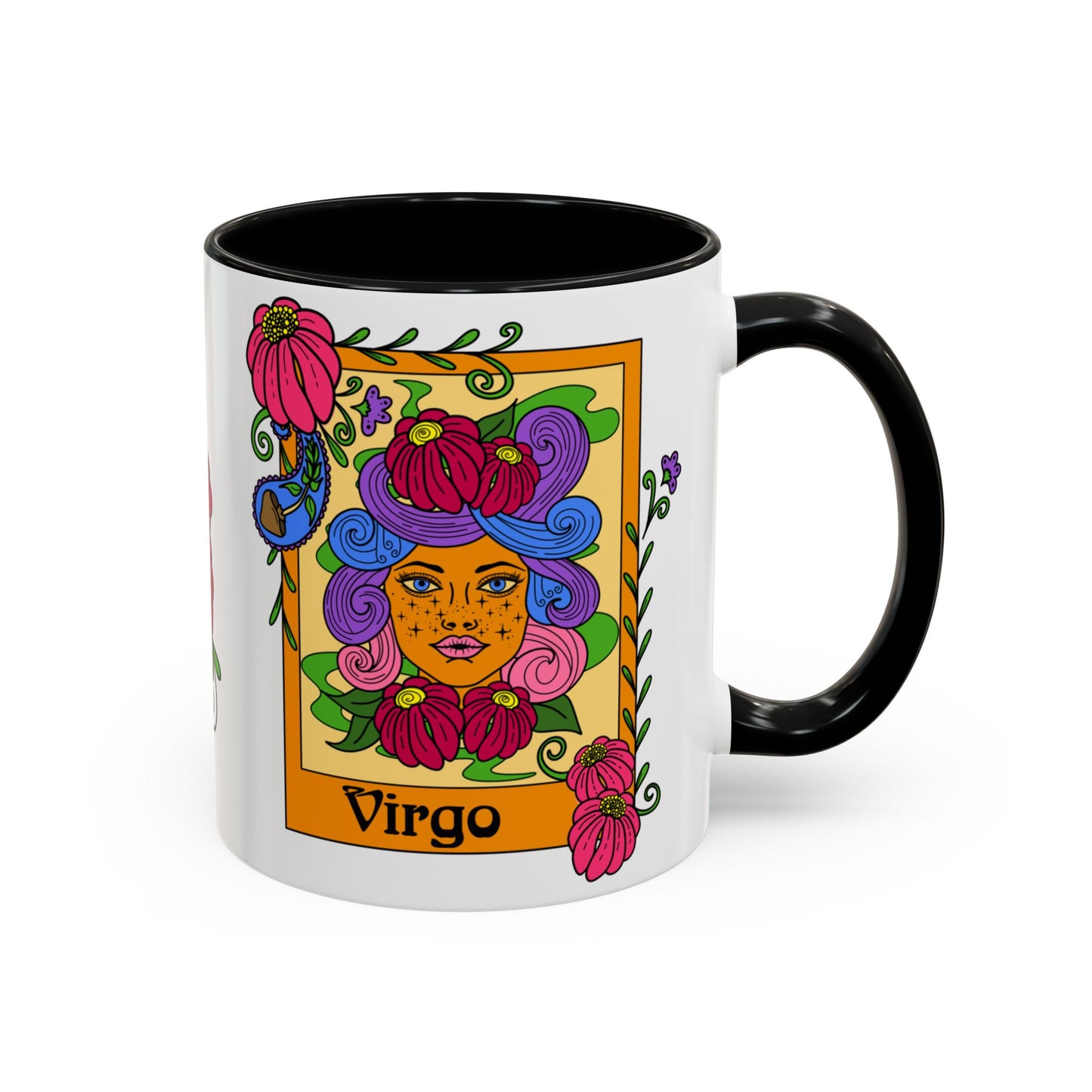 Virgo star sign mug, Maiden zodiac astrology coffee cup, Horoscope birthday gift mug, Bold retro colourful Design ceramic mug