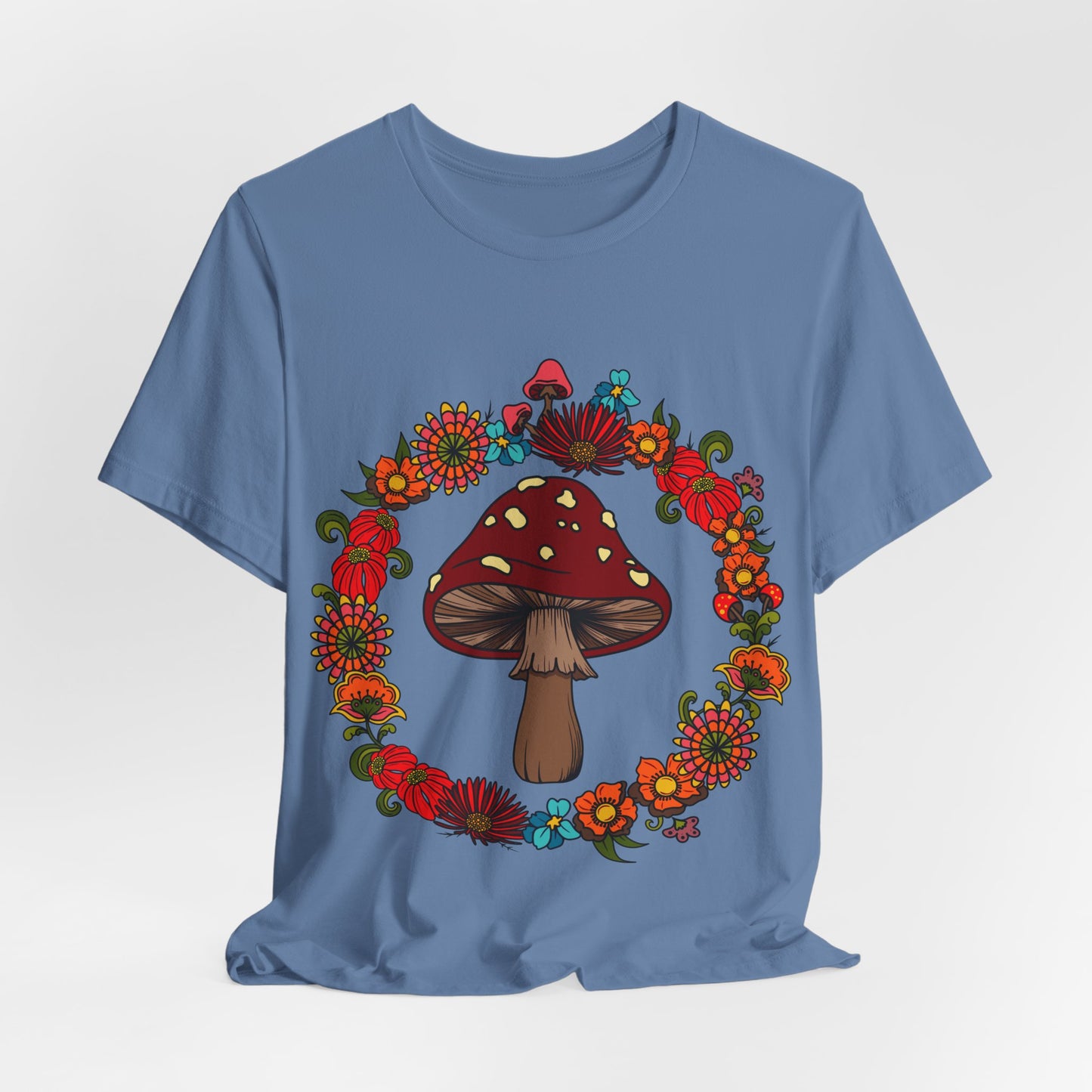 Hippie Floral Mushroom Tshirt, Boho 60s 70s Style top, Retro flower Power Festival Tee