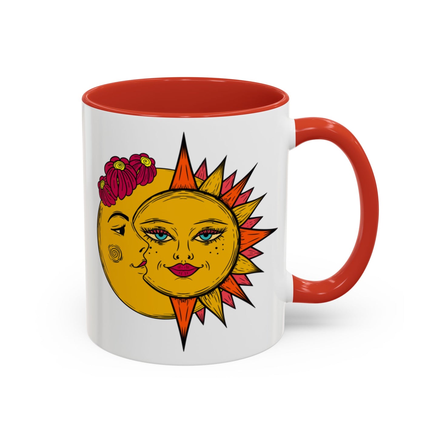 Sun and moon mug, celestial astrology coffee cup, whimsical gift teacup, bohemian ceramic mug