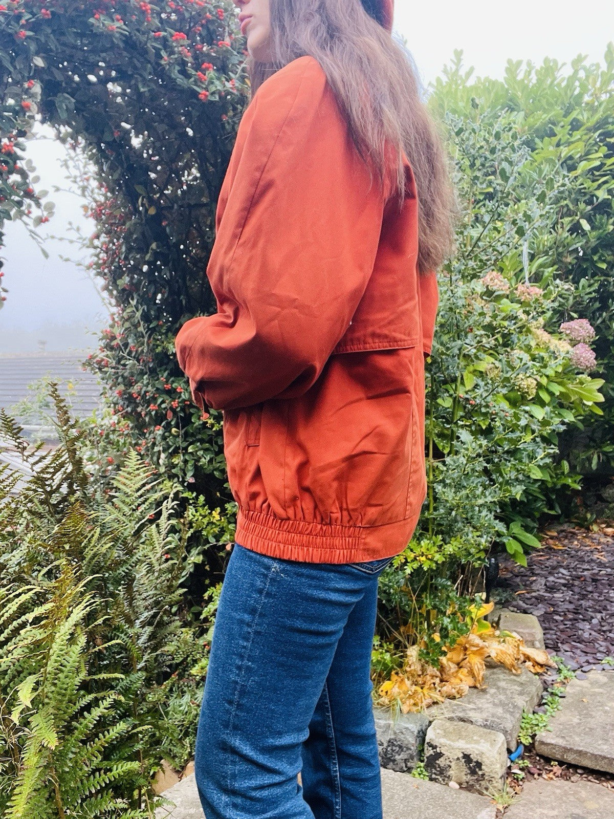 Vintage 70s Retro Jacket By Telemac Bold Orange Coat With Tartan Plaid Lining 14