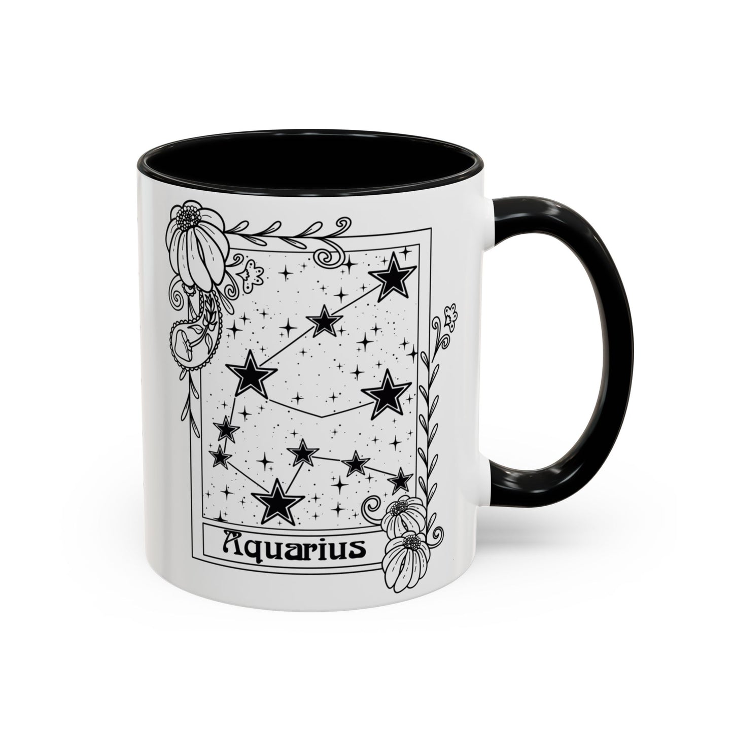 Aquarius Constellation mug, Zodiac astrology coffee cup, Horoscope birthday gift mug, Star sign tarot card ceramic mug