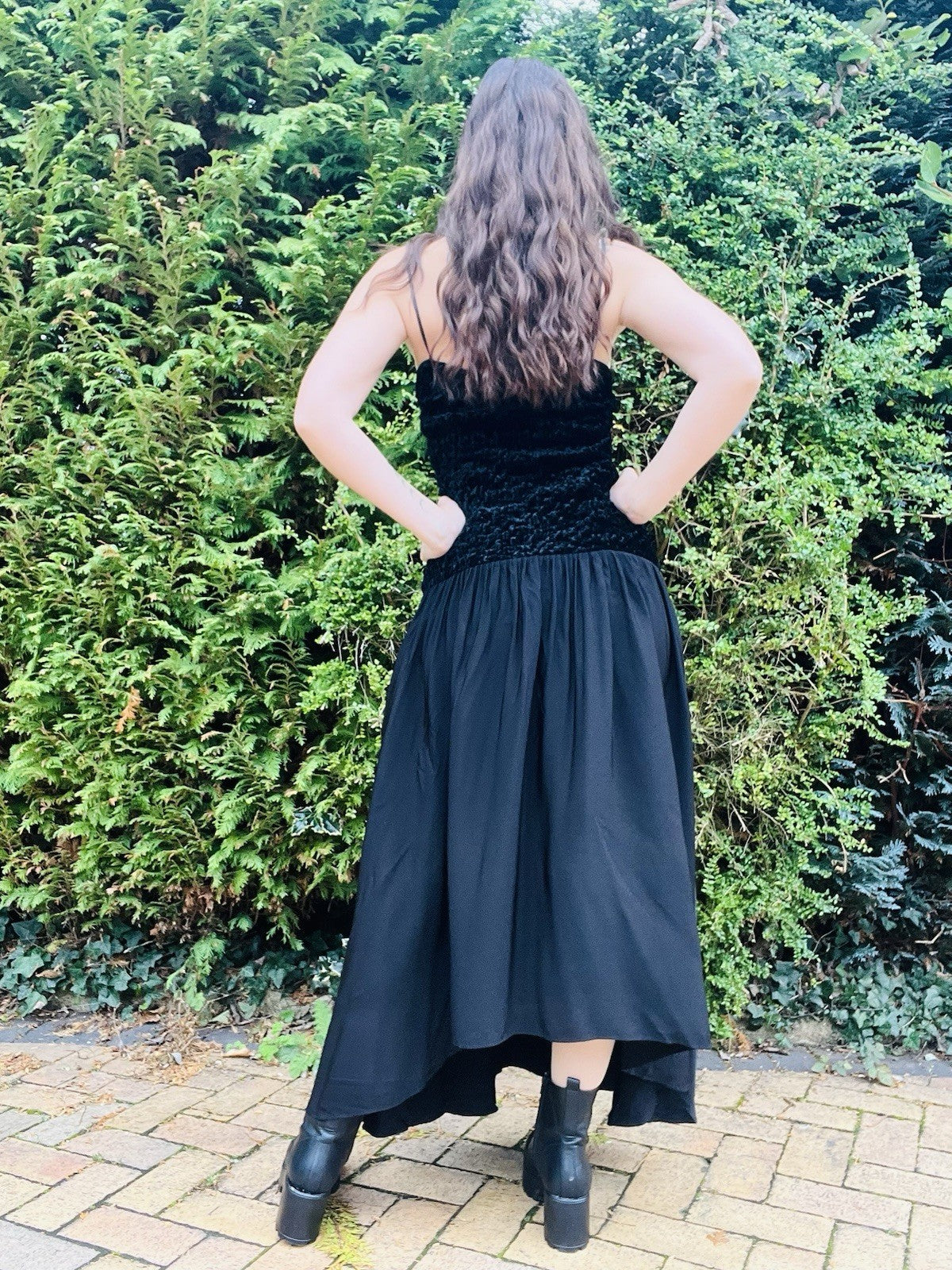 Vintage 1980s Whimsigoth Dress By Zanzara, Velvet Bodice, Floaty Skirt 8-10