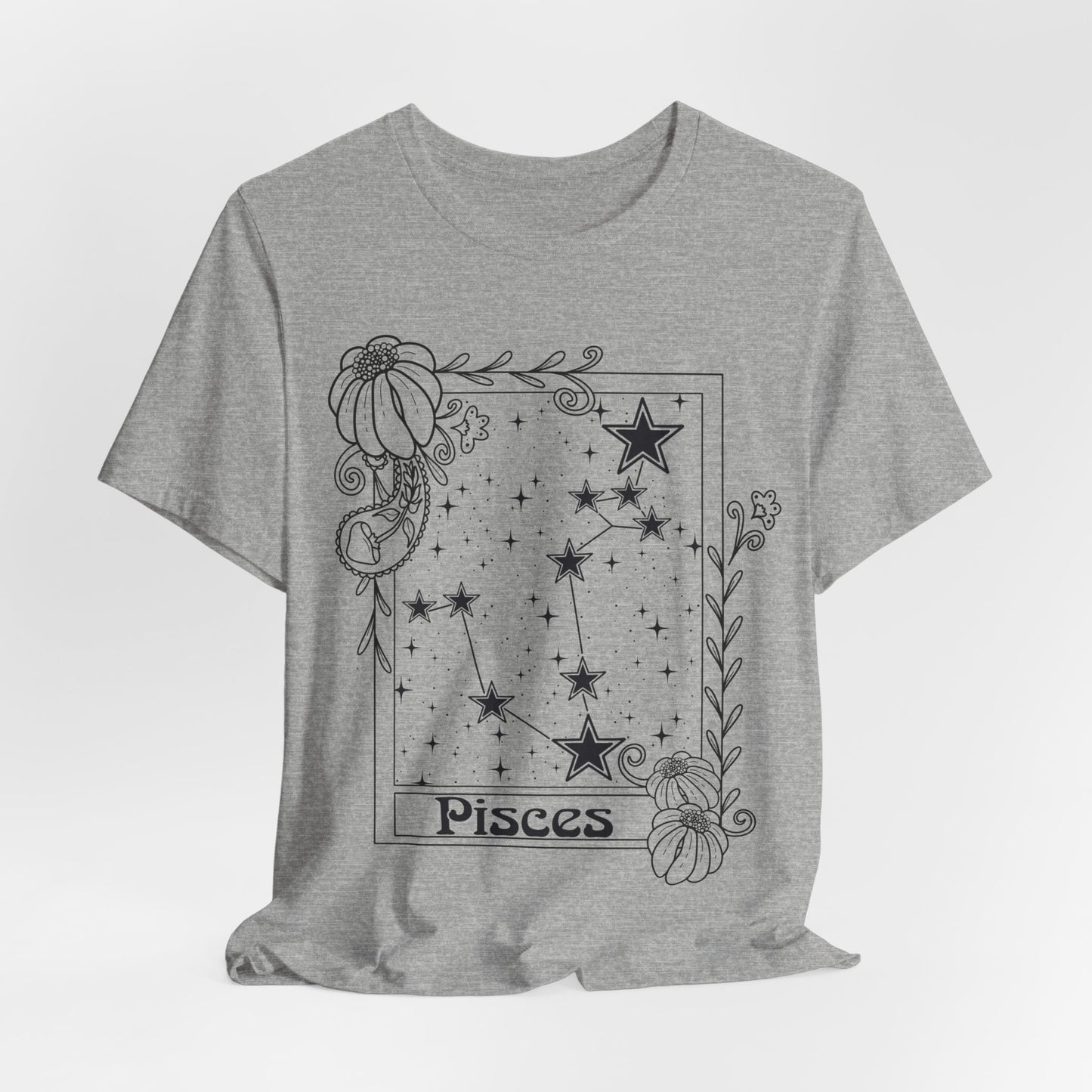 Pisces Constellation T-Shirt, Zodiac astrology top, Horoscope birthday gift Tee, Star sign tarot card design tshirt