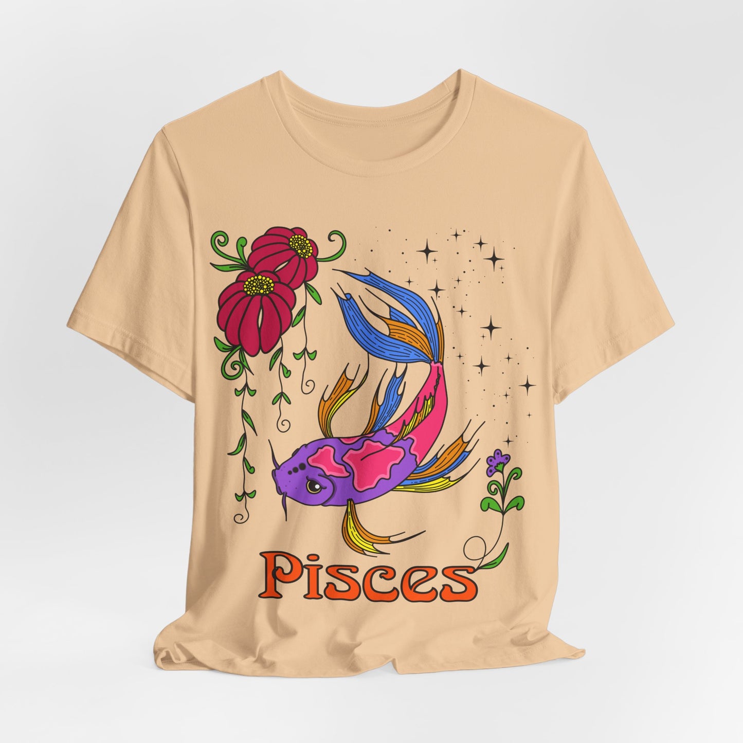 Pisces star sign T-Shirt, Fish zodiac astrology top, Horoscope birthday gift Tee, Bold retro colourful Design tshirt