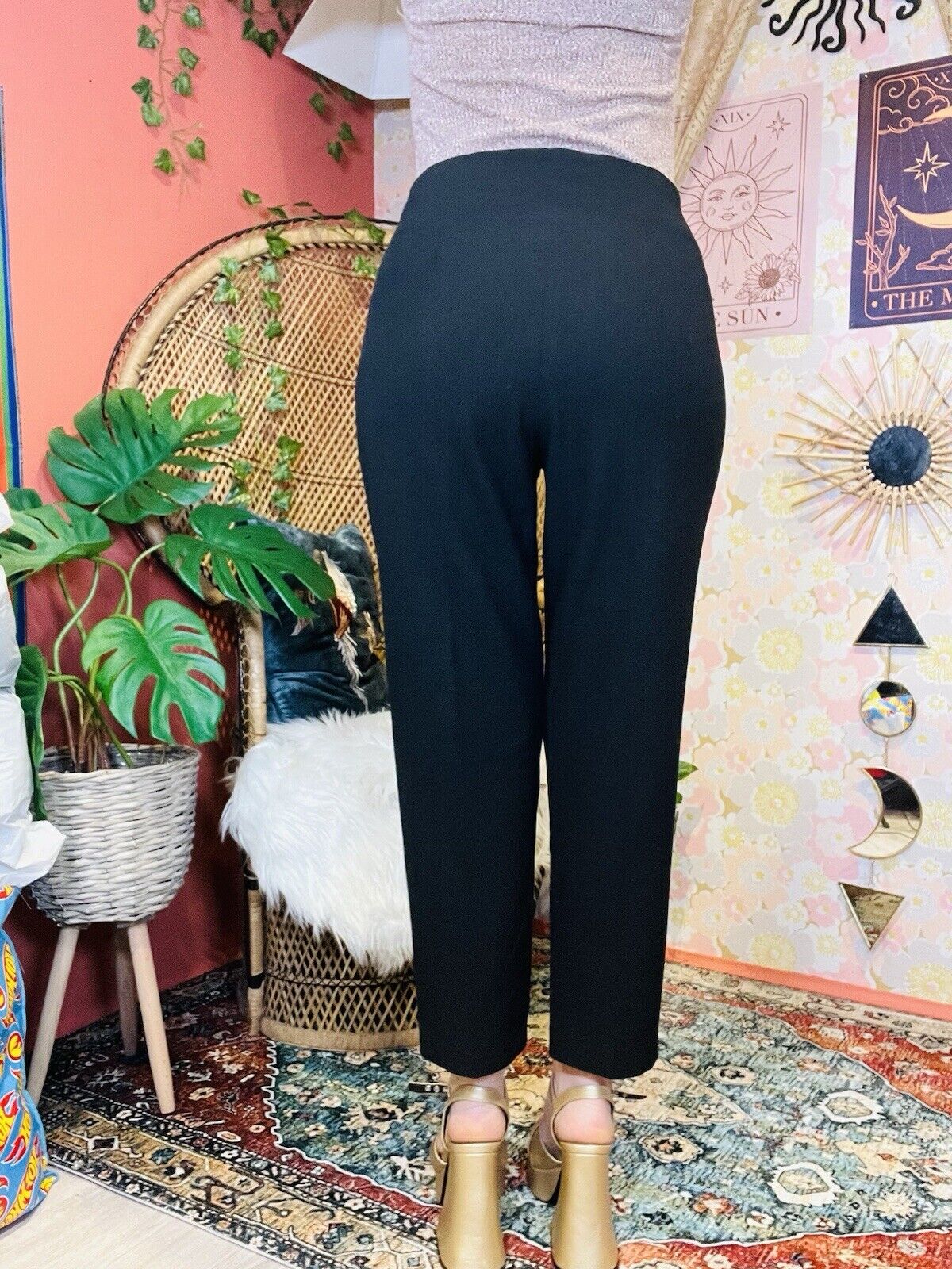 Vintage 80s Work Trousers By Berkertex Tailored Tapered Cropped Leg Black 12