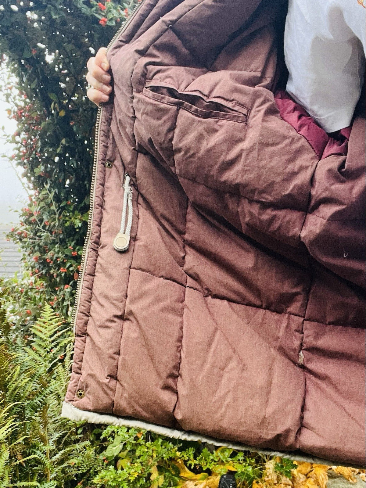 Vintage 90s Winter Coat Oversized Feather Down Jacket By Canda C&A Beige Size 12