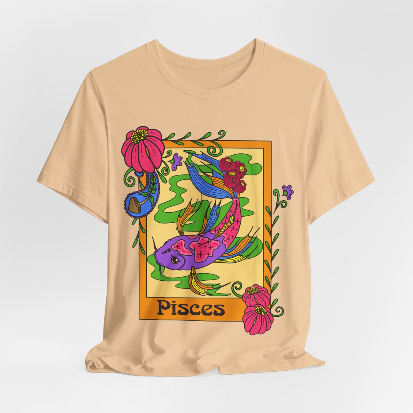 Pisces star sign T-Shirt, Fish zodiac astrology top, Horoscope birthday gift Tee, Bold retro colourful Design tshirt