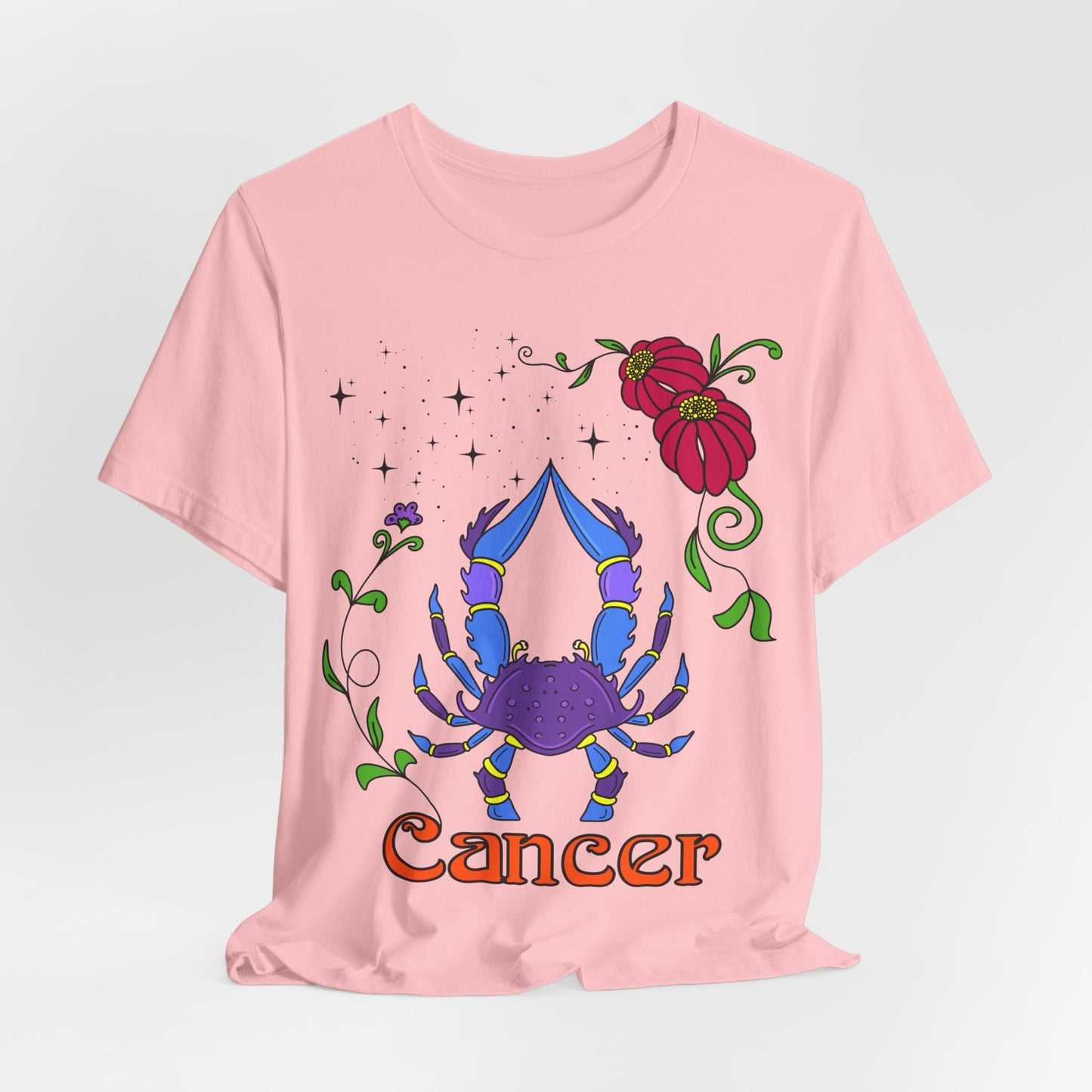 Cancer star sign T-Shirt, crab zodiac astrology top, Horoscope birthday gift Tee, Bold retro colourful Design tshirt