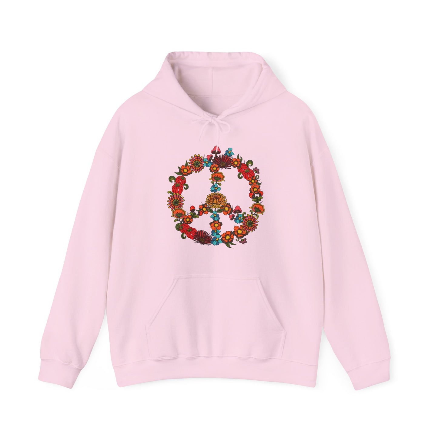 Hippie Peace Sign hoodie jumper, Retro Floral 60s 70s sweater, Colourful CND flower power sweatshirt top