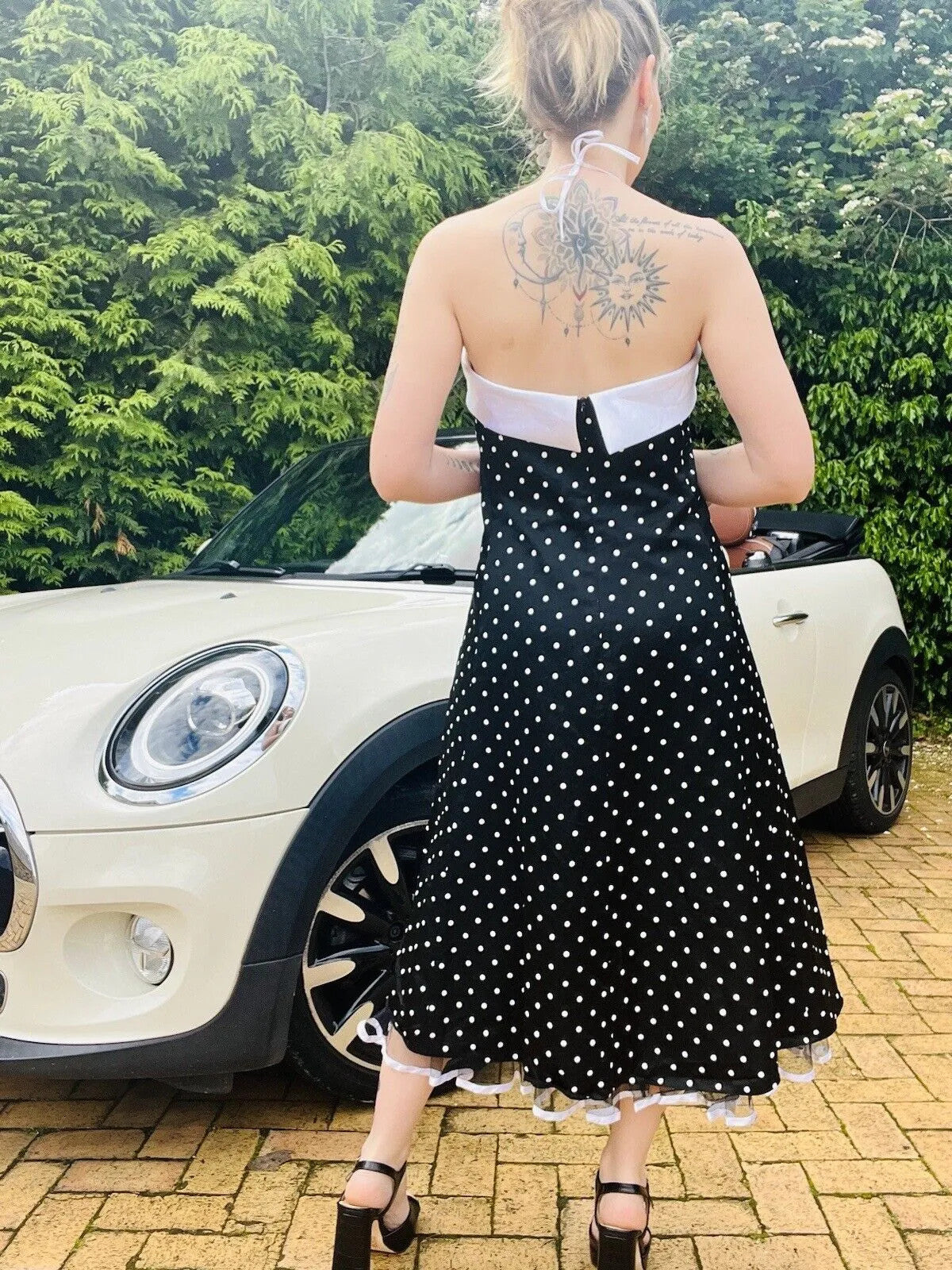 Vintage 80s Cocktail Dress Black Size 10 M By Your Sixth Sense polkadot midi