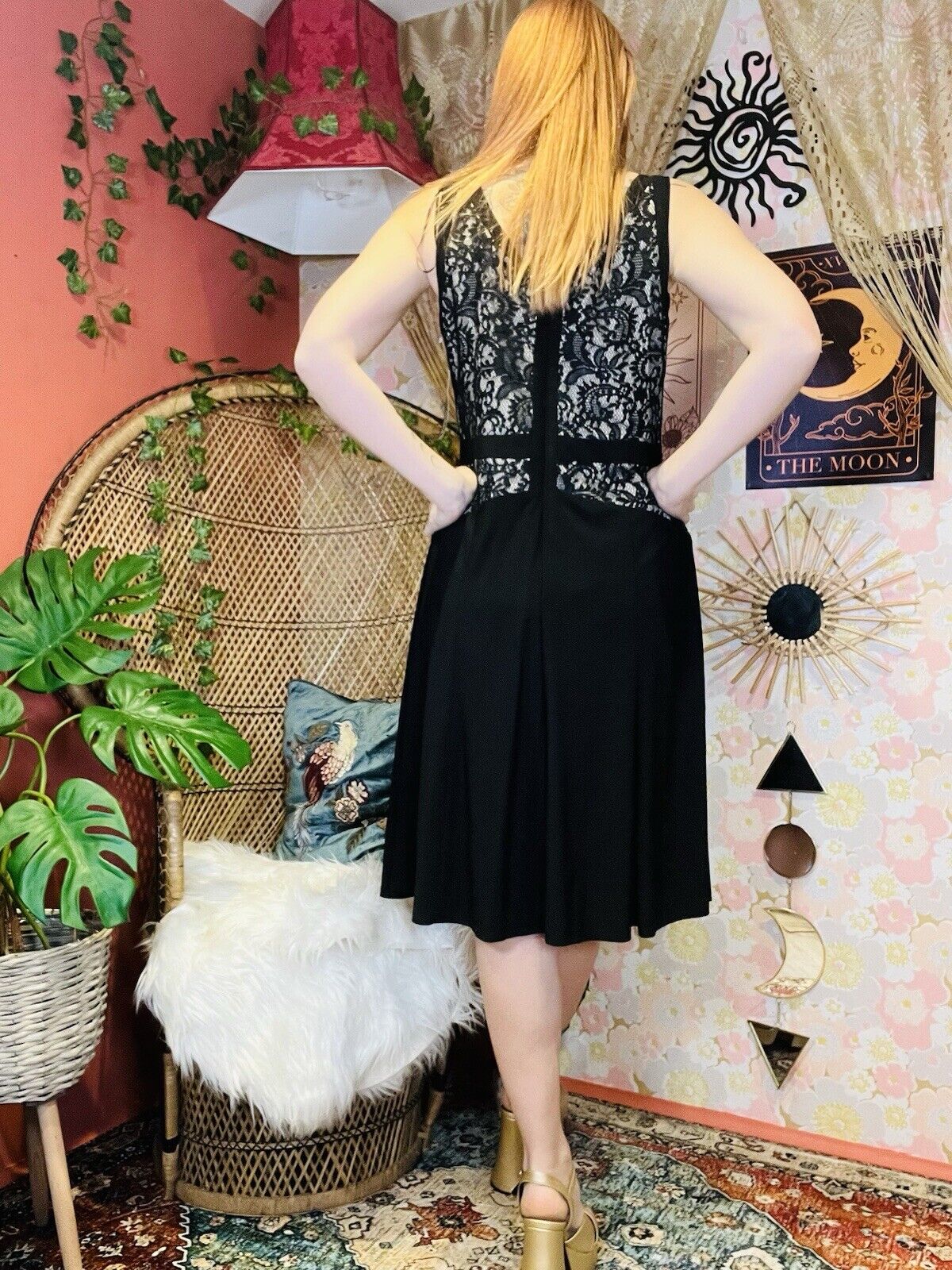 Vintage 1980s Cocktail Dress By R&M Richards Elegant Sleeveless Black Size 14