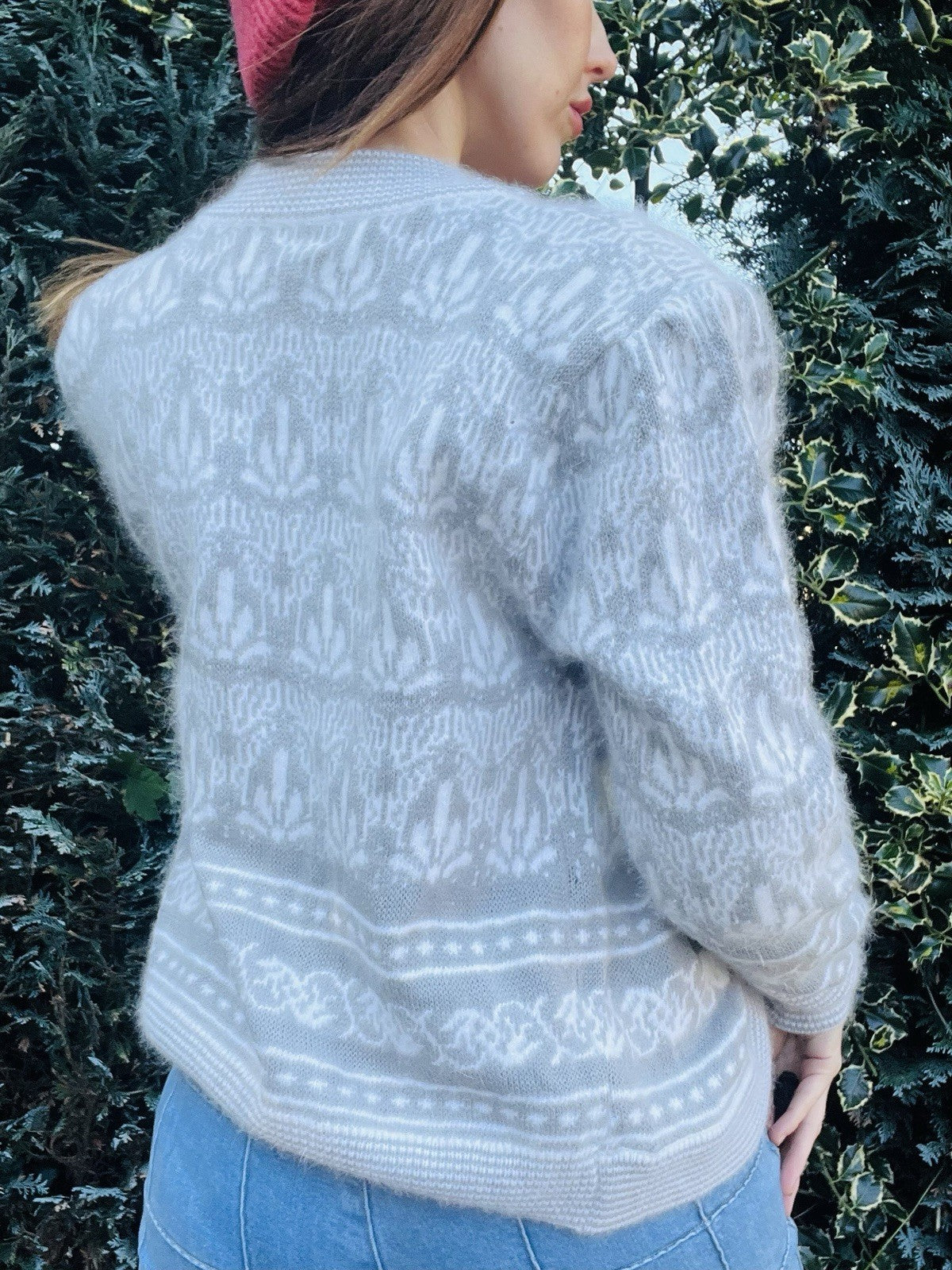 Vintage 1980s Knitted Cardigan By Tigi Wear Wool Knit Fluffy Retro Jumper 12