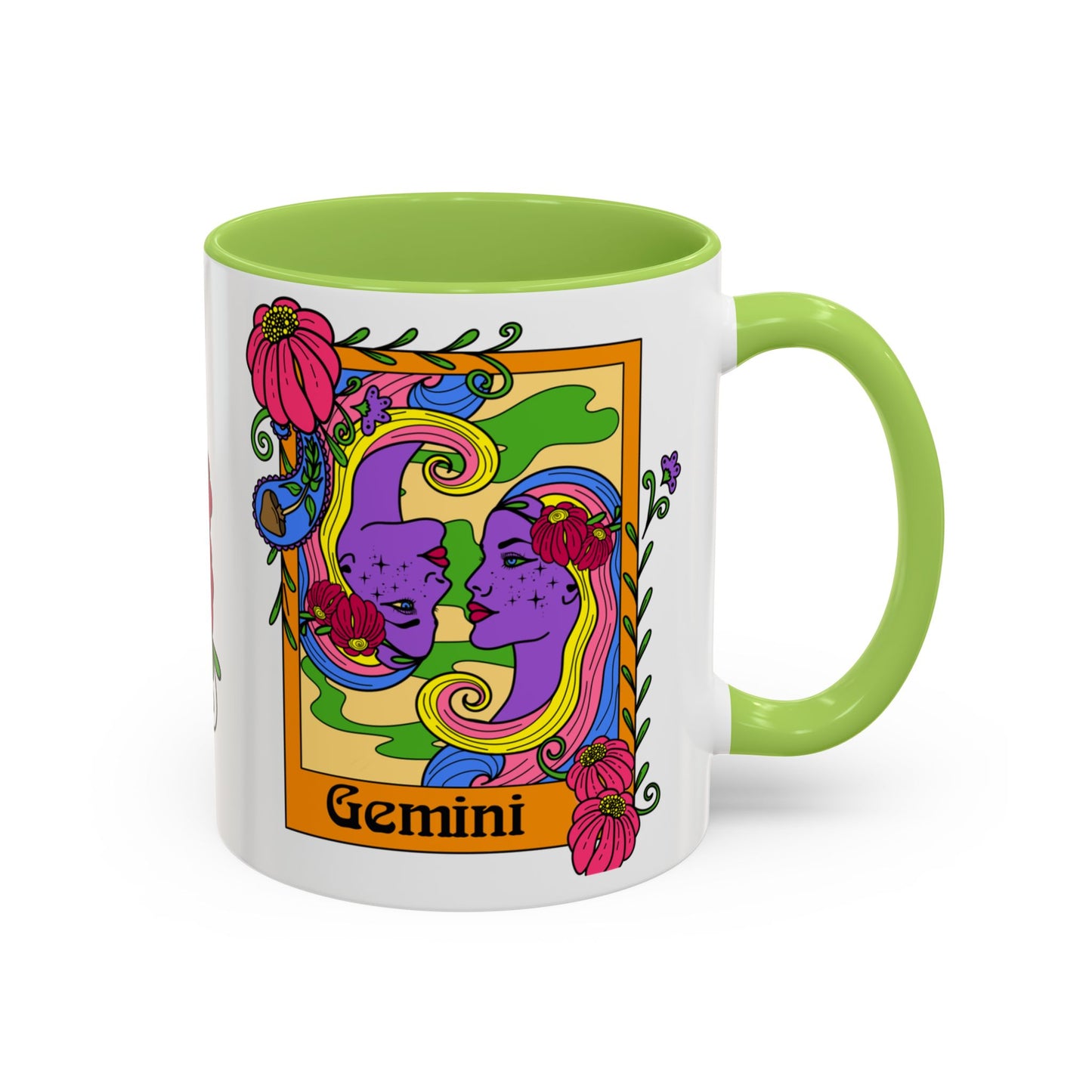 Gemini star sign mug, Twin zodiac astrology coffee cup, Horoscope birthday gift mug, Bold retro colourful Design ceramic mug
