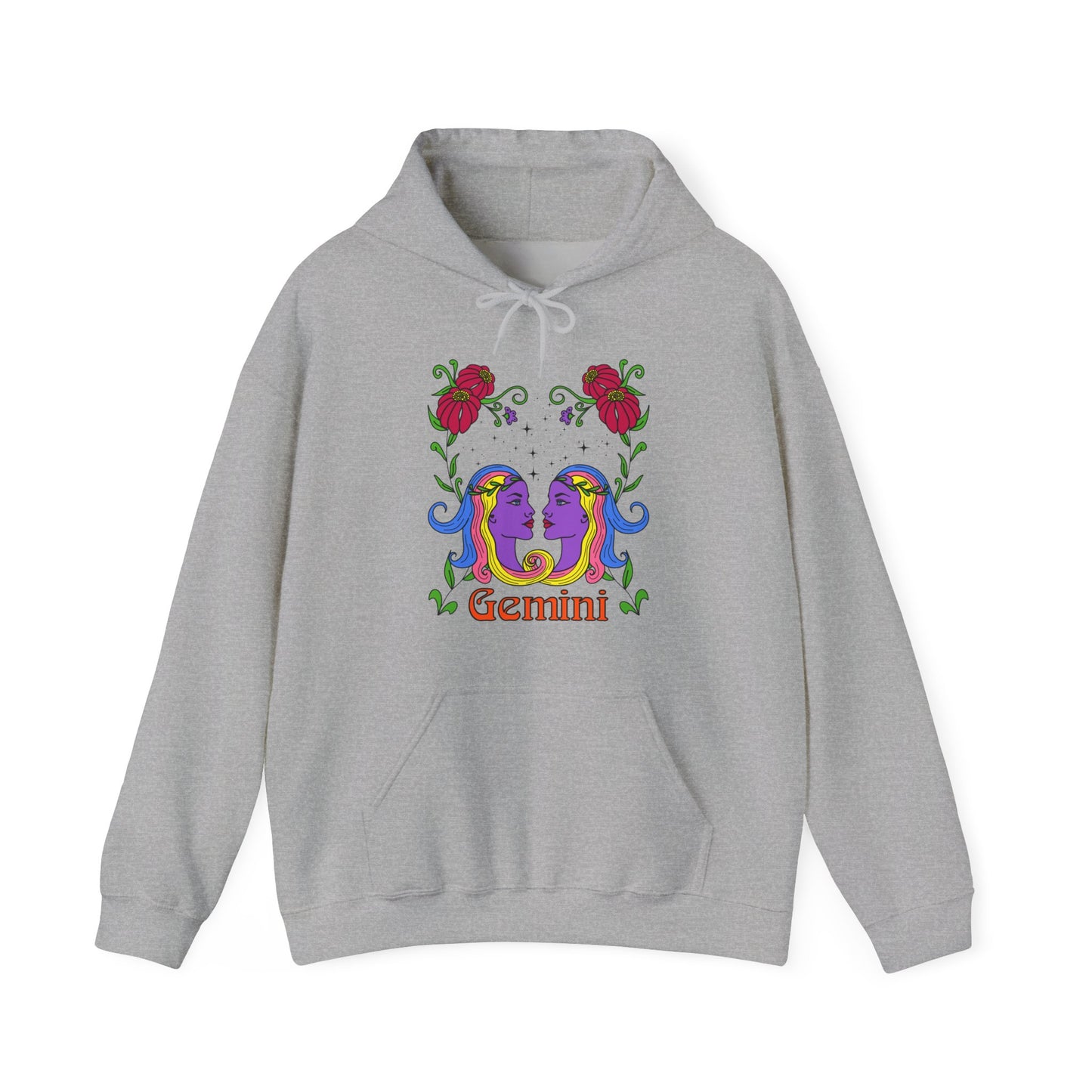 Gemini star sign Hoodie, Twins zodiac astrology Jumper, Horoscope birthday gift sweatshirt, Bold retro colourful Design top