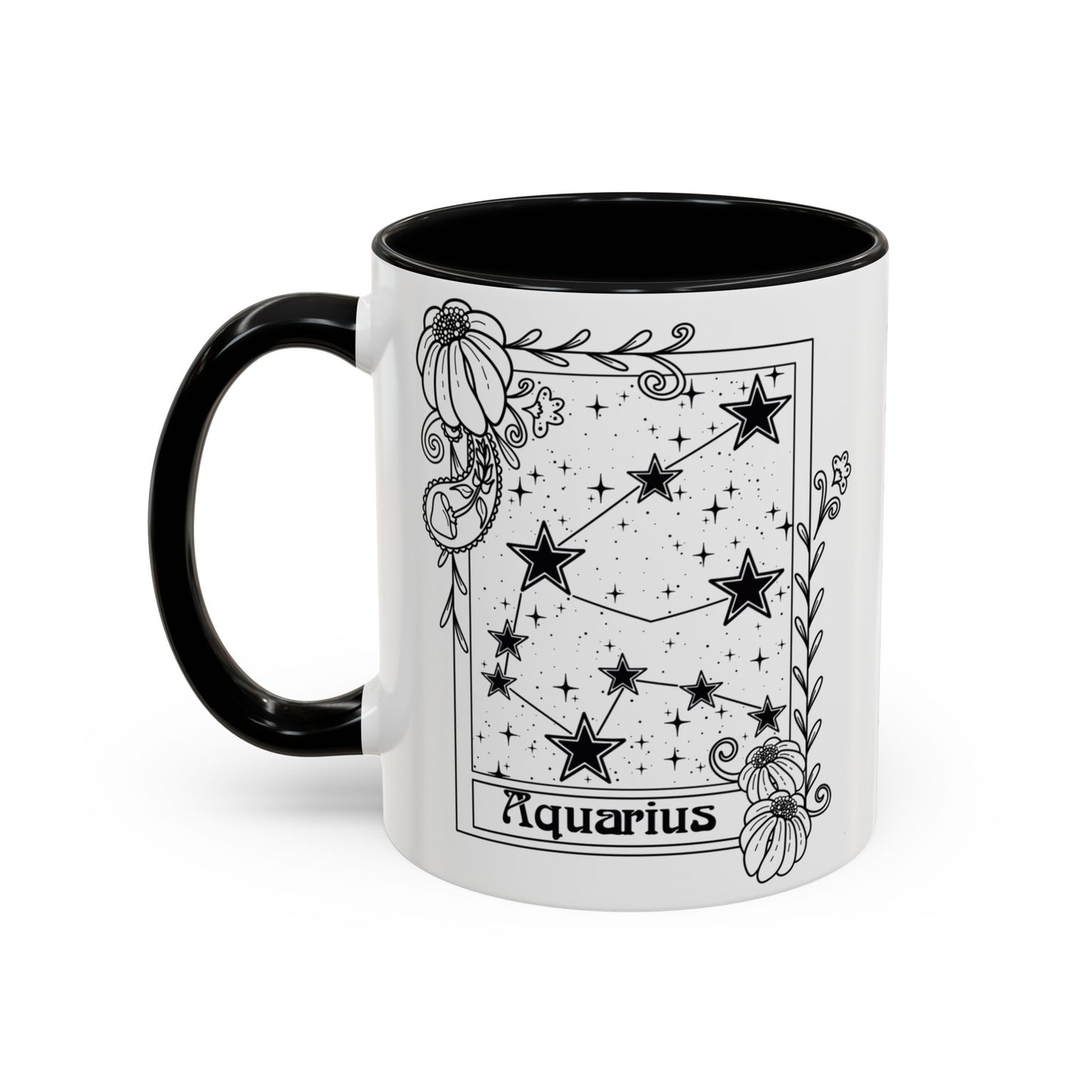 Aquarius Constellation mug, Zodiac astrology coffee cup, Horoscope birthday gift mug, Star sign tarot card ceramic mug