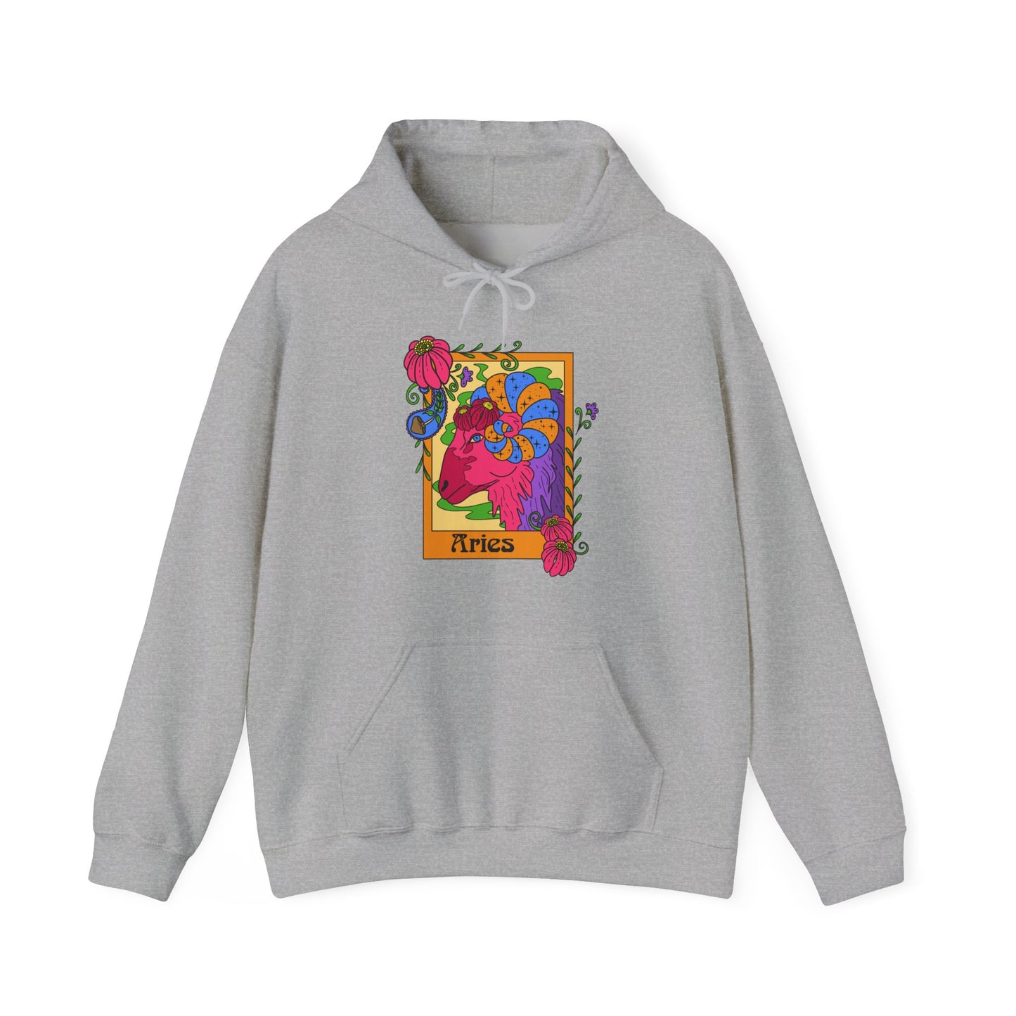 Aries star sign Hoodie, Ram zodiac astrology Jumper, Horoscope birthday gift sweatshirt, Bold retro colourful Design top