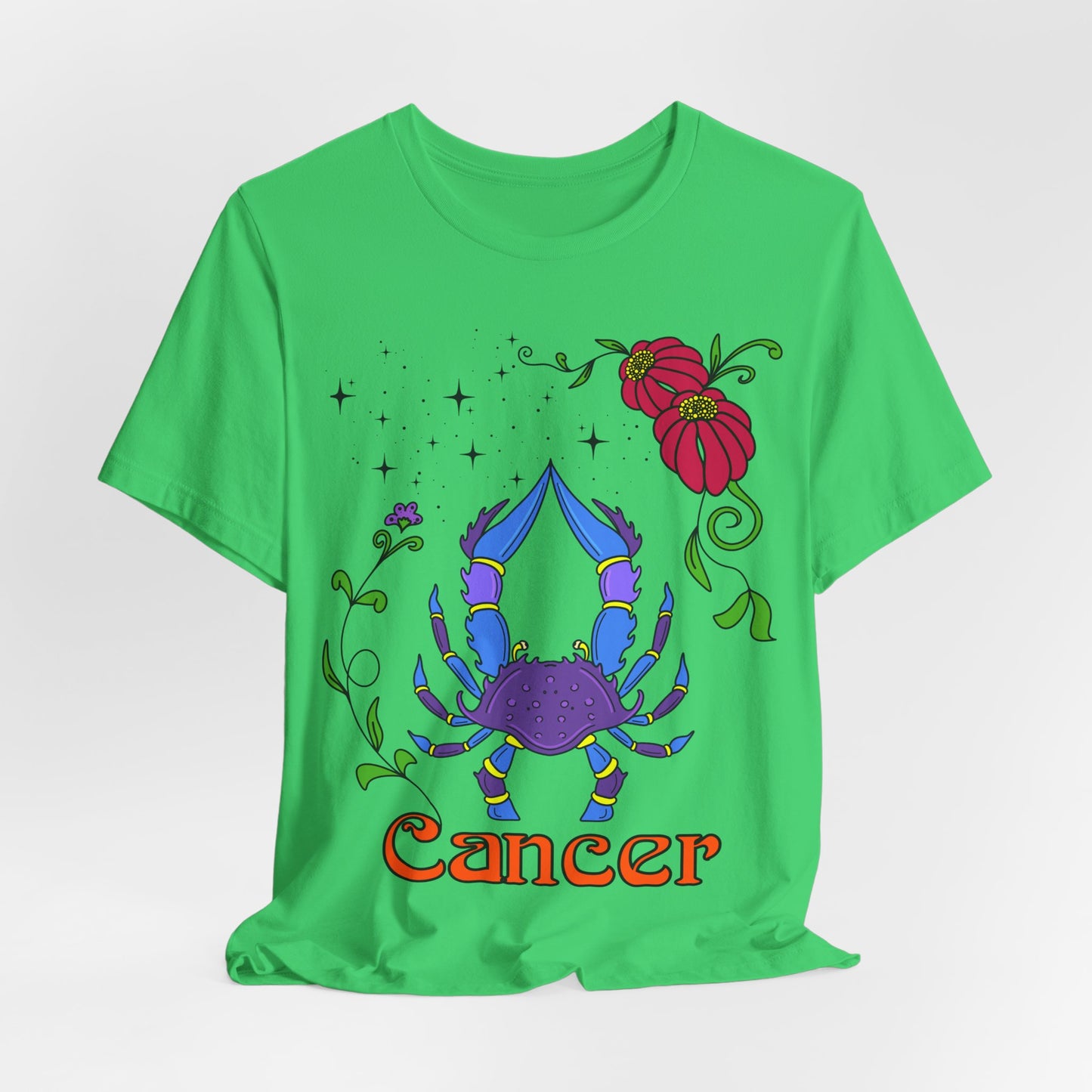 Cancer star sign T-Shirt, crab zodiac astrology top, Horoscope birthday gift Tee, Bold retro colourful Design tshirt