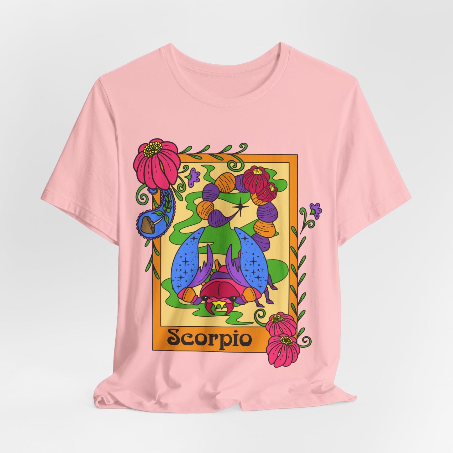Scorpio star sign T-Shirt, Scorpion zodiac astrology top, Horoscope birthday gift Tee, Bold retro colourful Design tshirt