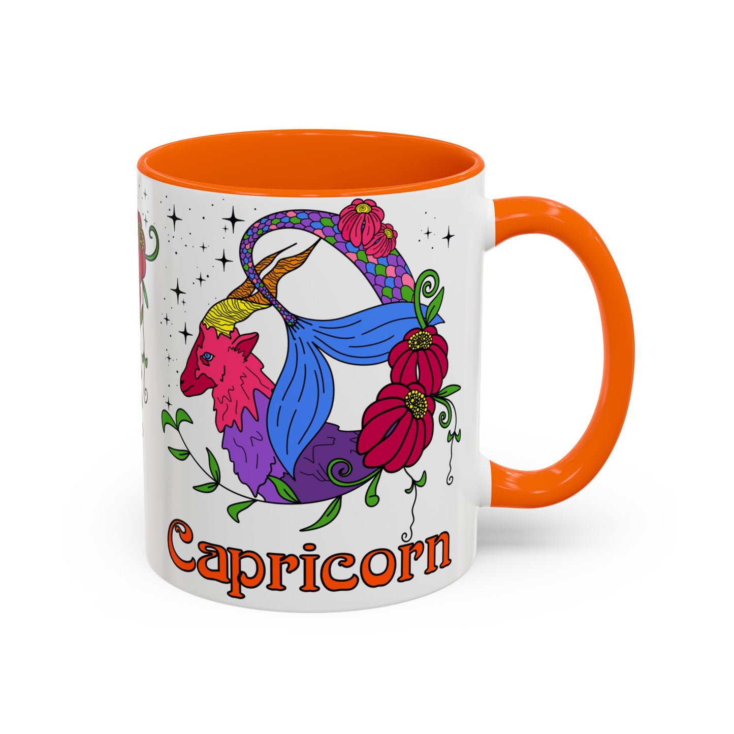 Capricorn star sign mug, Sea goat zodiac astrology coffee cup, Horoscope birthday gift mug, Bold retro colourful Design ceramic mug