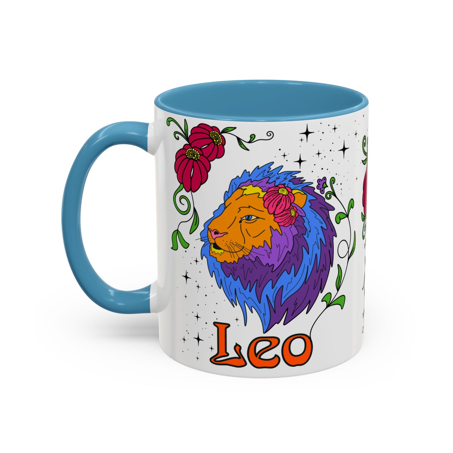 Leo star sign mug, Lion zodiac astrology coffee cup, Horoscope birthday gift mug, Bold retro colourful Design ceramic mug