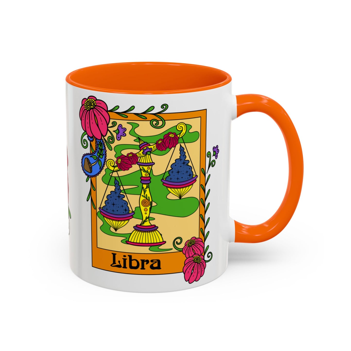 Libra star sign mug, Scales zodiac astrology coffee cup, Horoscope birthday gift mug, Bold retro colourful Design ceramic mug