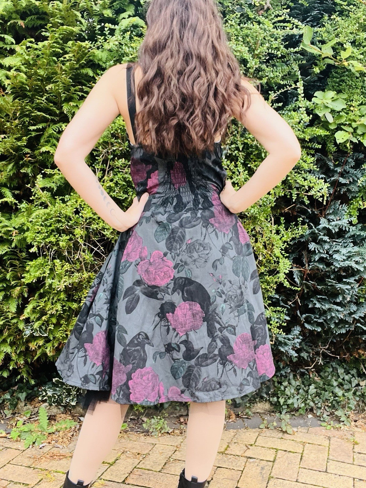 Rockabilly Gothic Dress Goth 50s Style Harness Dress - Chemical Black 10-12