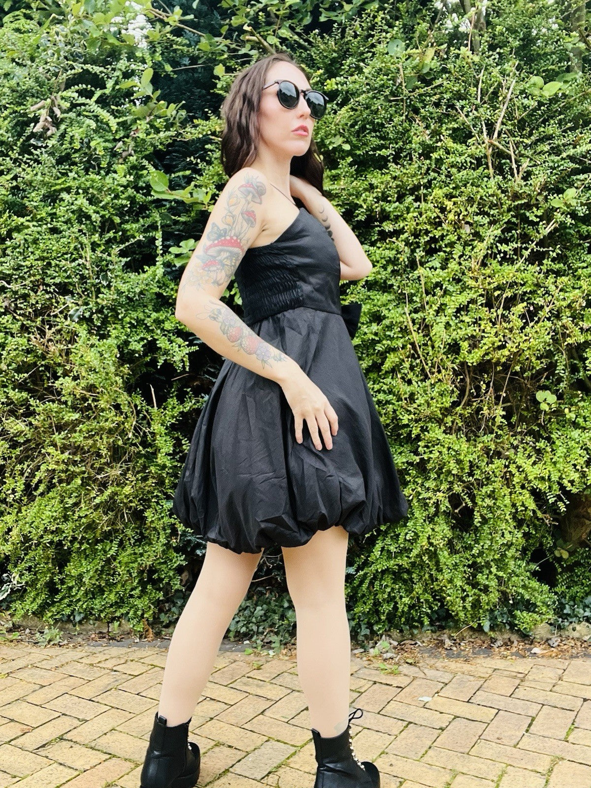 Vintage Y2K Puffball Dress, Strappy Little Black Dress With Puff Ball Skirt 10