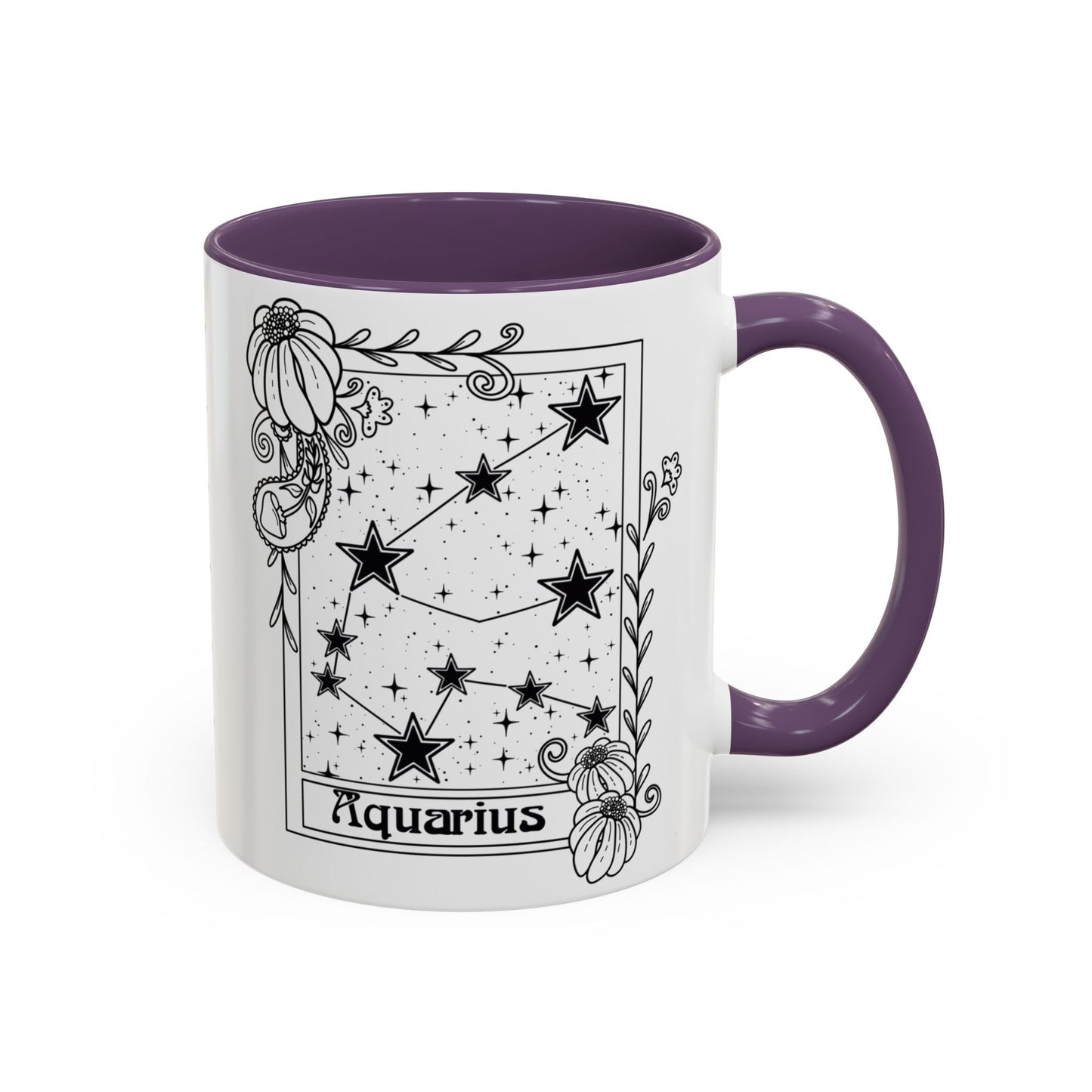 Aquarius Constellation mug, Zodiac astrology coffee cup, Horoscope birthday gift mug, Star sign tarot card ceramic mug