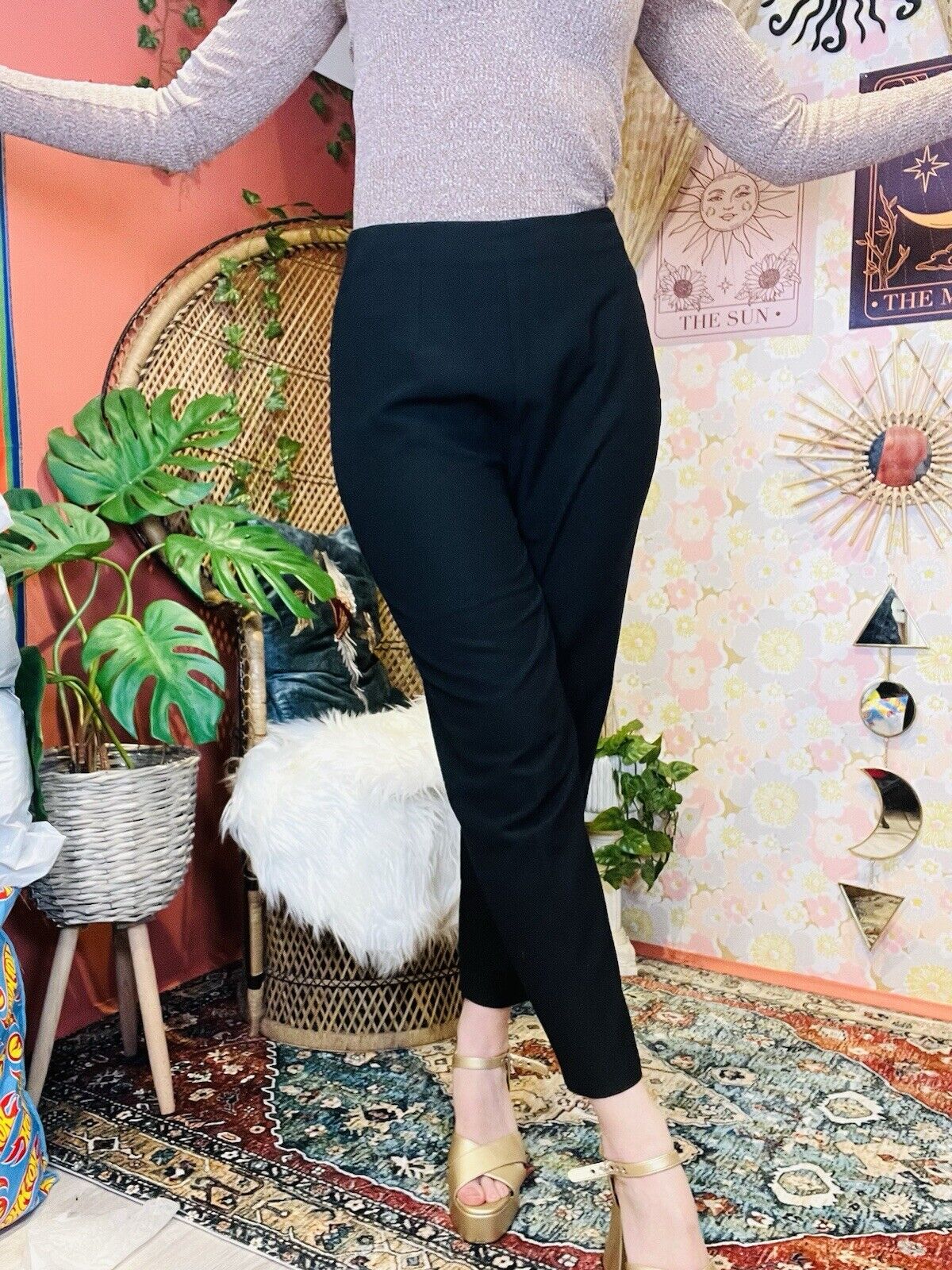 Vintage 80s Work Trousers By Berkertex Tailored Tapered Cropped Leg Black 12