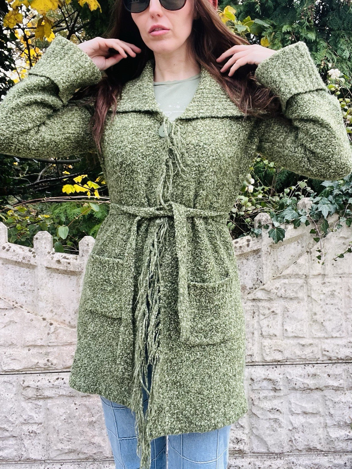Fairycore Knit Cardigan Jumper By Soon Size 12 Green Long Knitted Whimsigoth